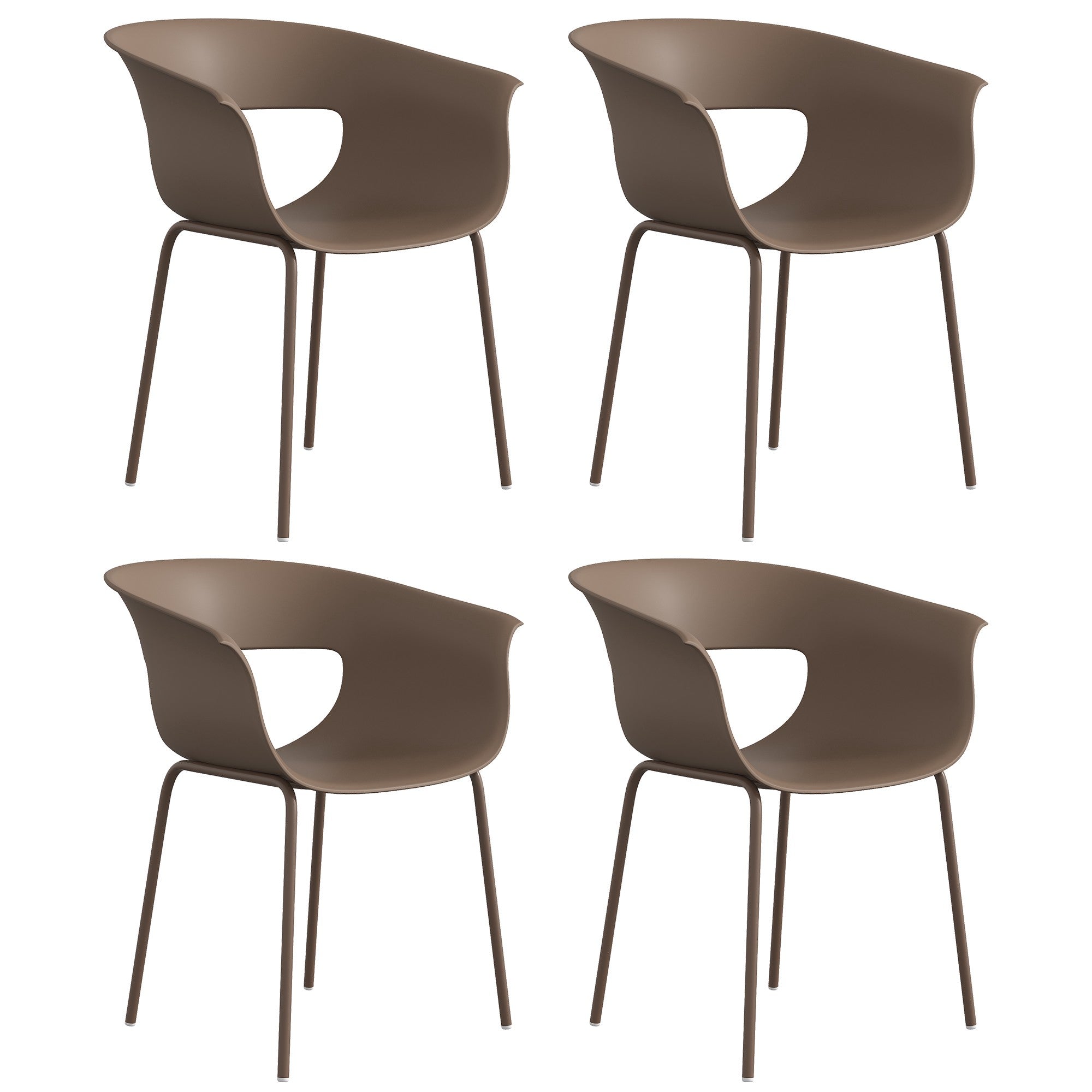 Ergonomiska trädgårdsstolar för utomhusbruk, set om 4, väderbeständiga, kaffe