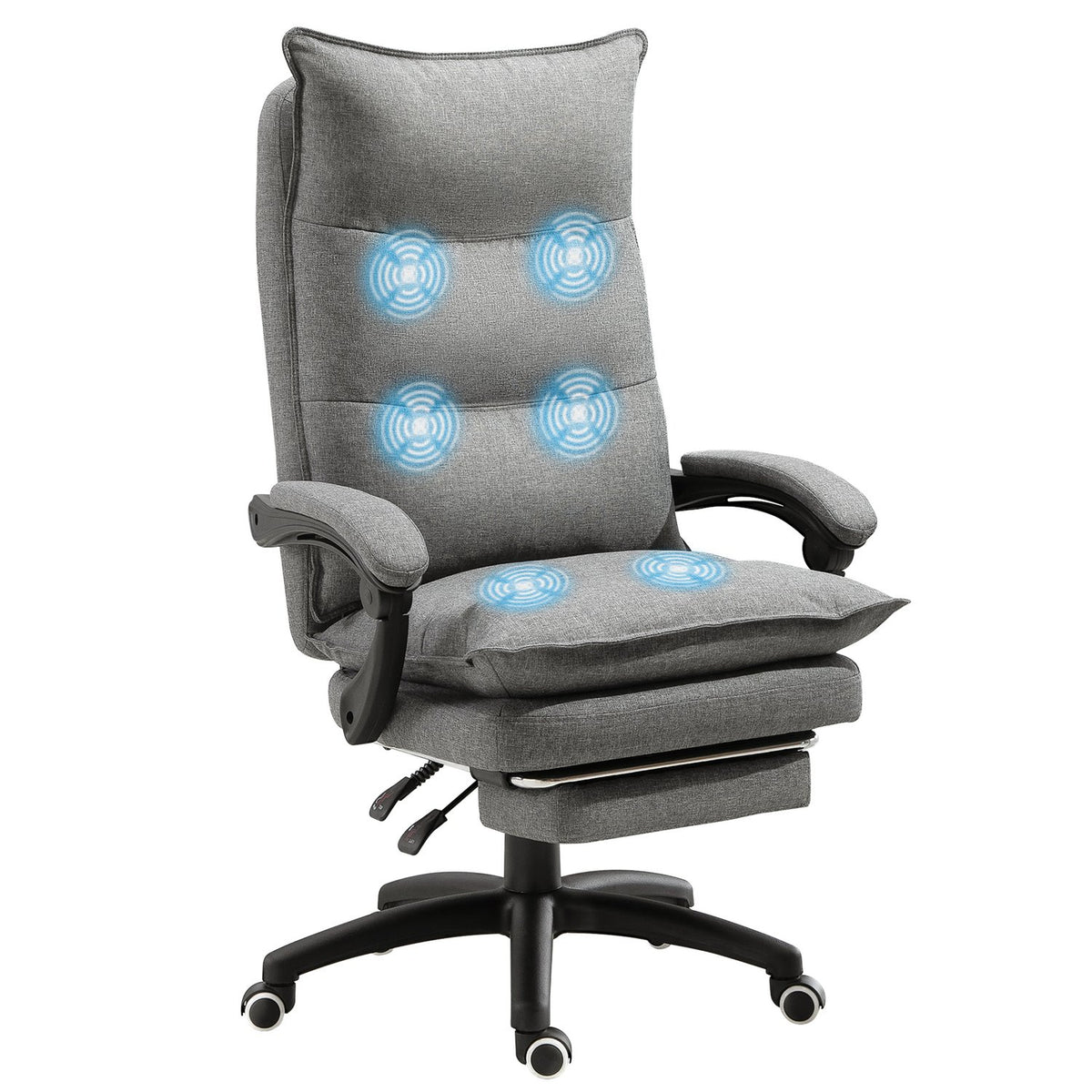 Ergonomické šedé otočné herní křeslo, výškově nastavitelné, nylonové
