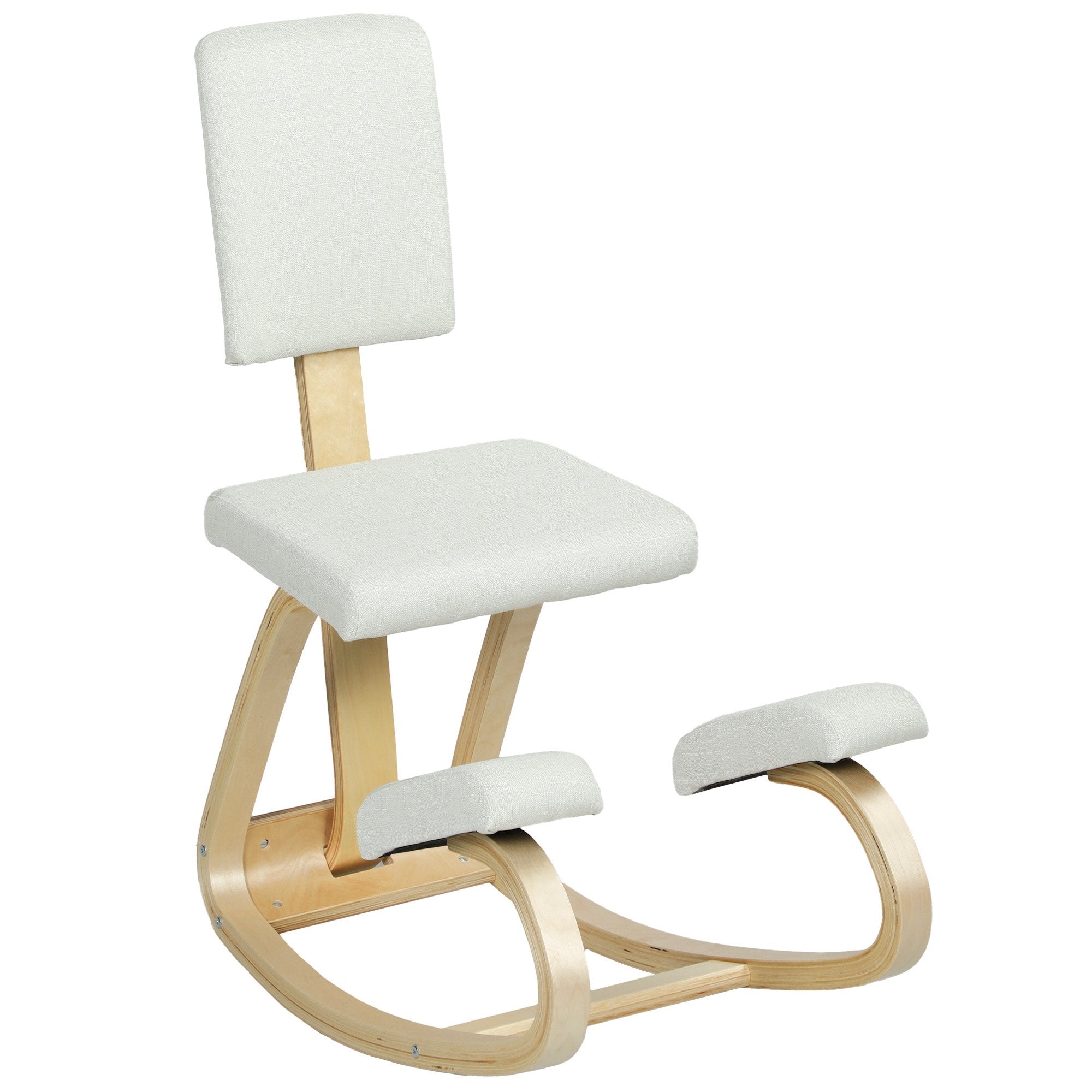 Ergonomisk knäböjd stol, björkträram, krämvit