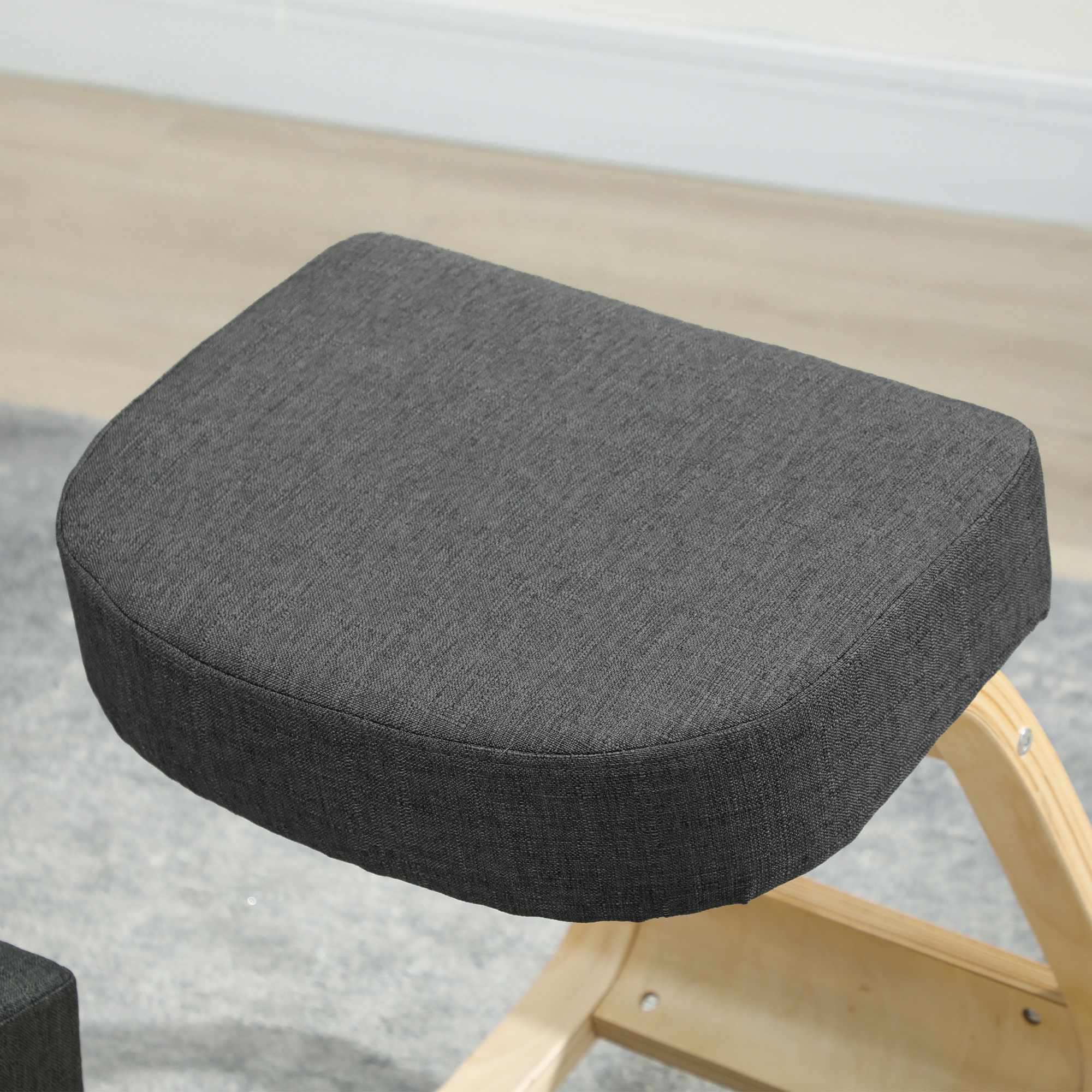 Ergonomisk knäböjstol, björkträ, 120 kg kapacitet, mörkgrå