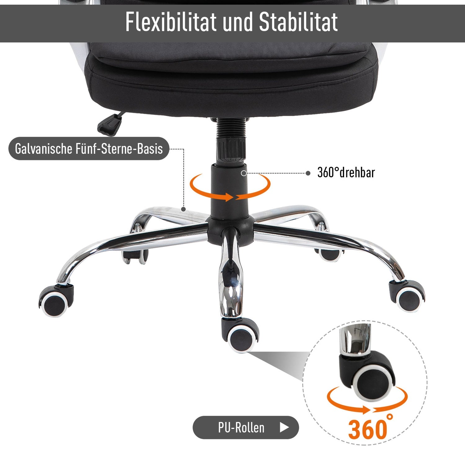 Ergonomisk kontorsstol – 360° vridbar, justerbar höjd