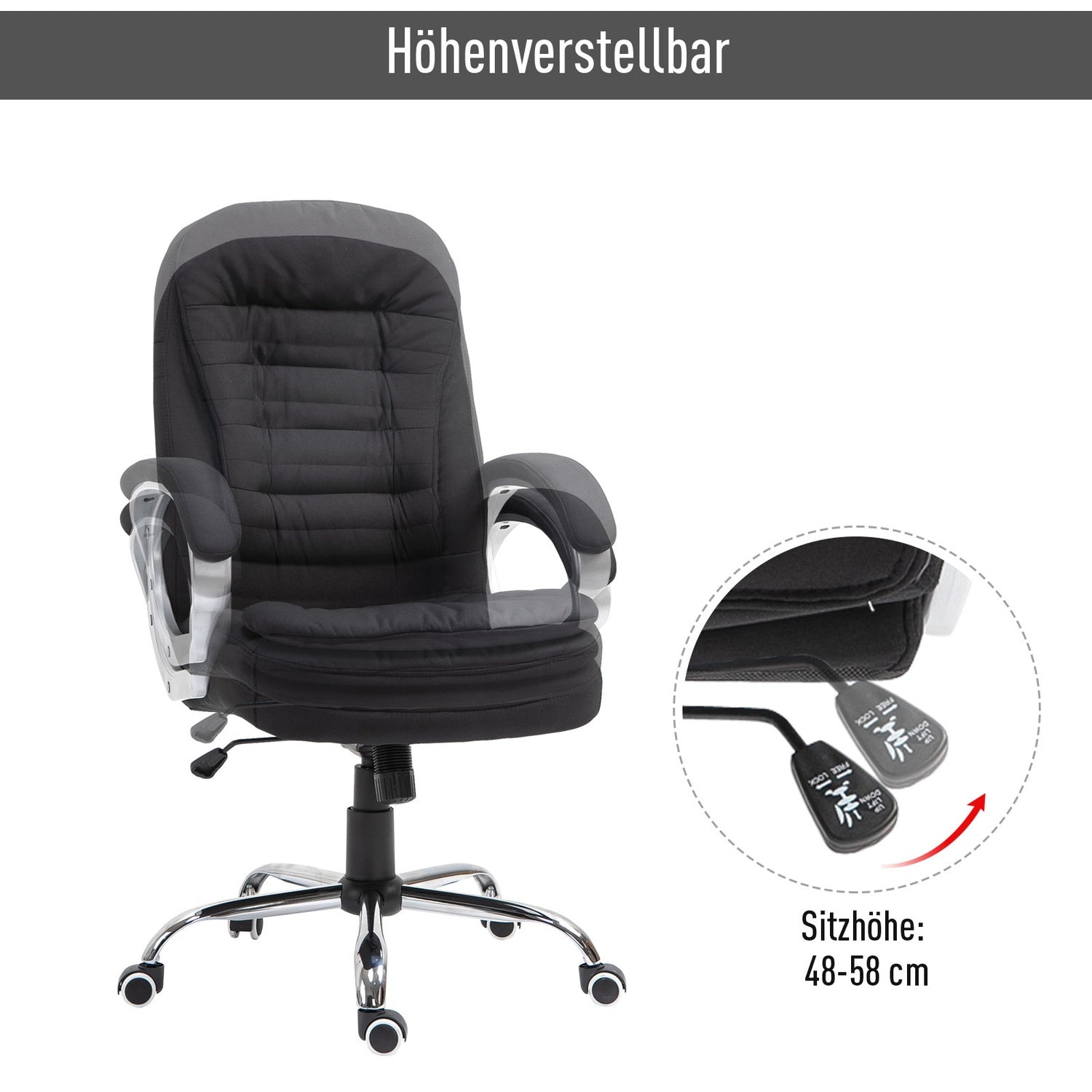 Ergonomisk kontorsstol – 360° vridbar, justerbar höjd