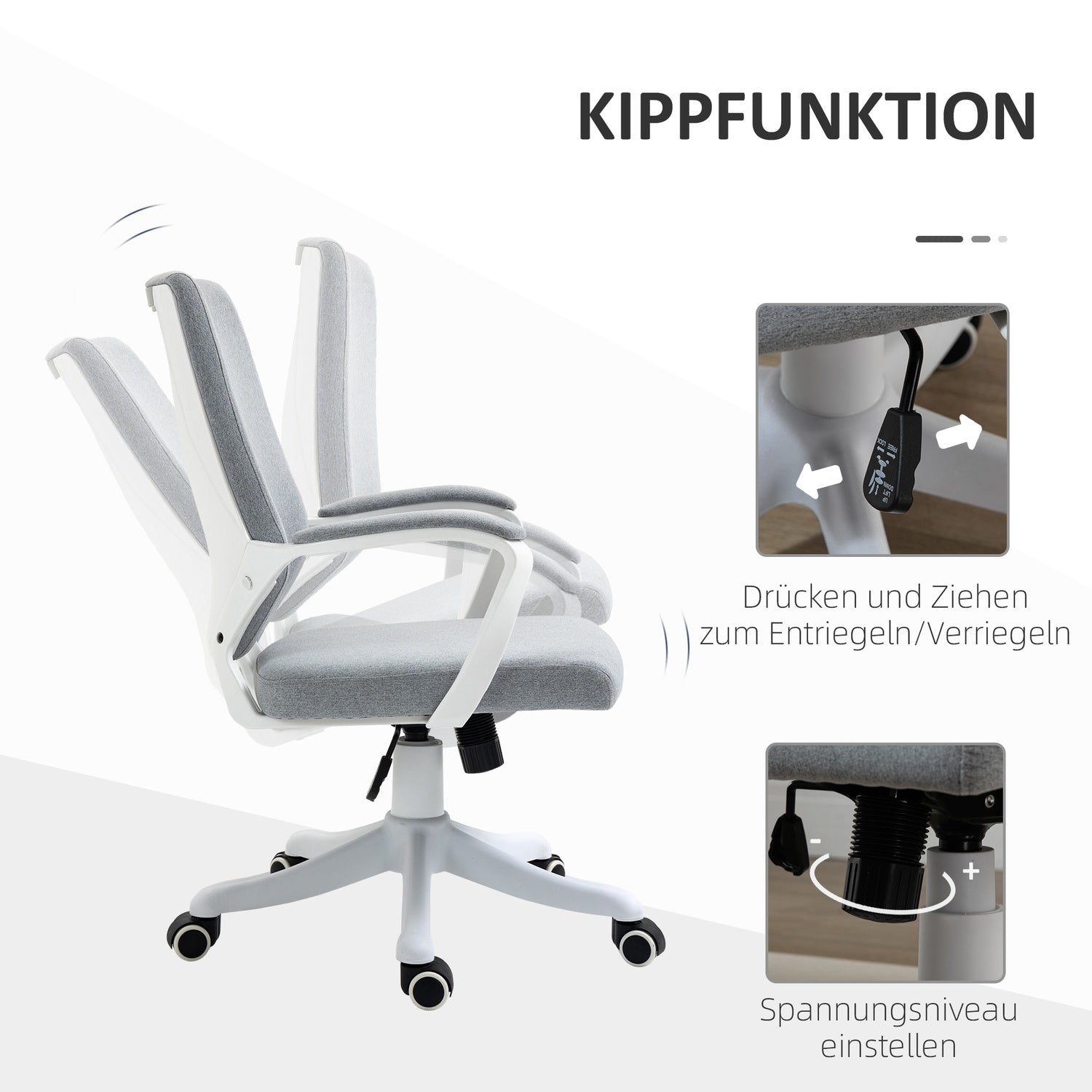 Ergonomisk kontorsstol, 360° vridbar, justerbart ryggstöd