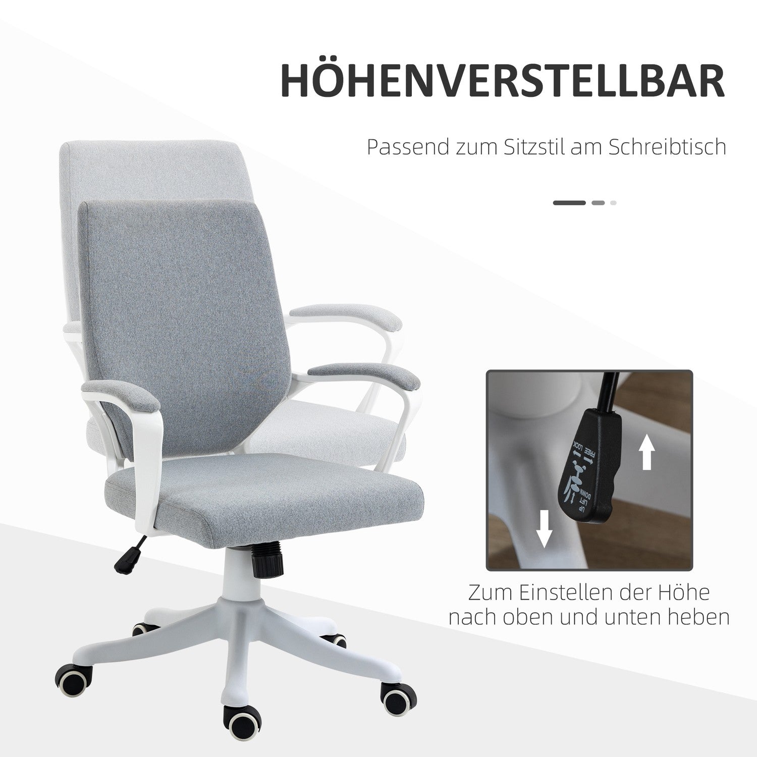 Ergonomisk kontorsstol, 360° vridbar, justerbart ryggstöd