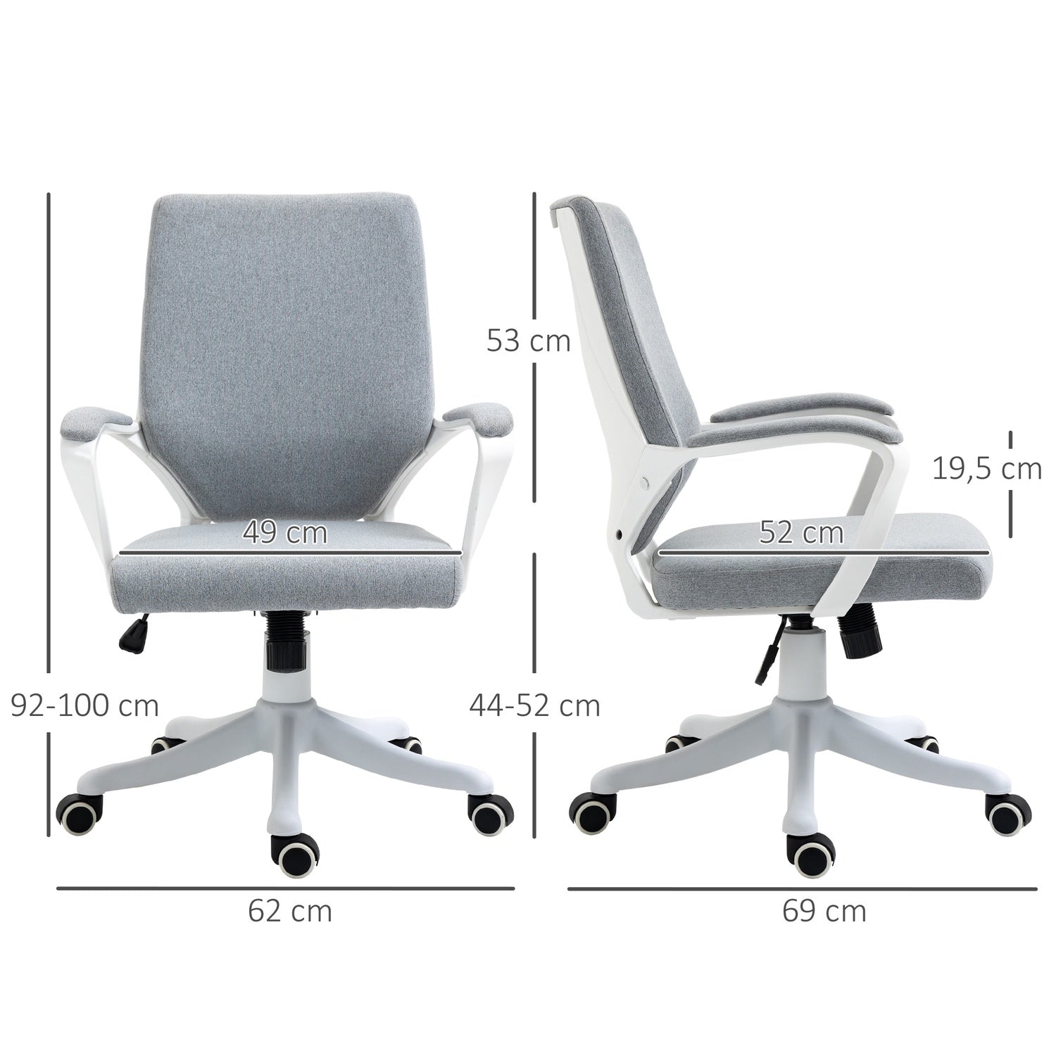 Ergonomisk kontorsstol, 360° vridbar, justerbart ryggstöd