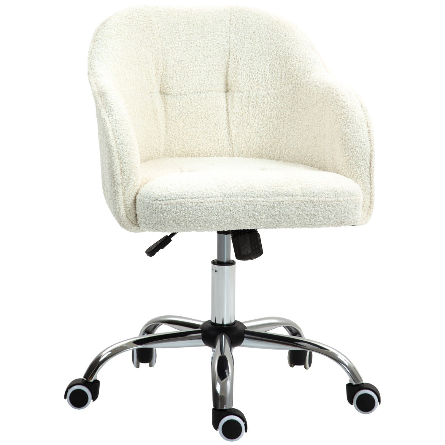 Ergonomisk kontorsstol, Krämvit Teddy Fleece, Justerbar höjd