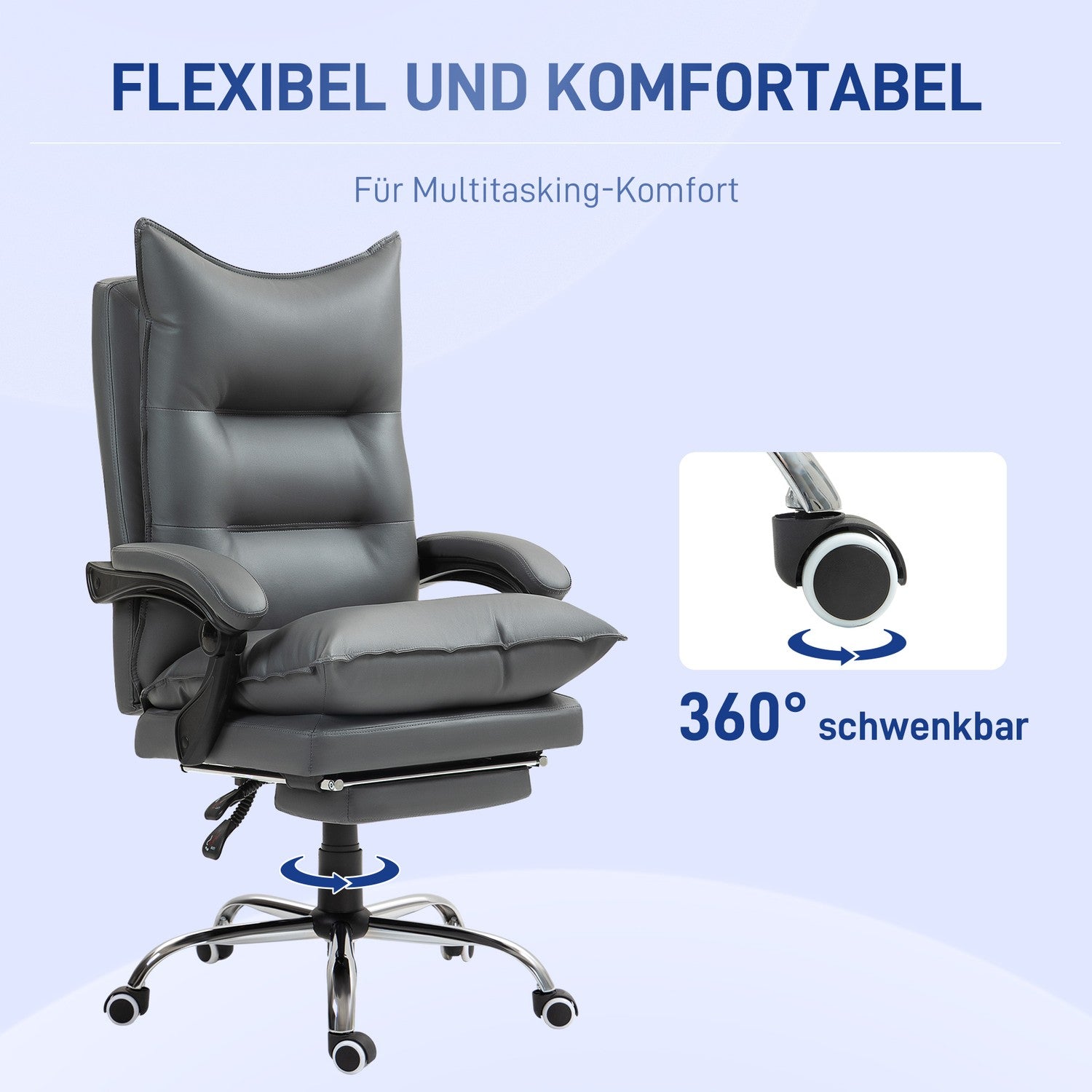 Ergonomická kancelářská židle, sklopná a výškově nastavitelná, tmavě šedá