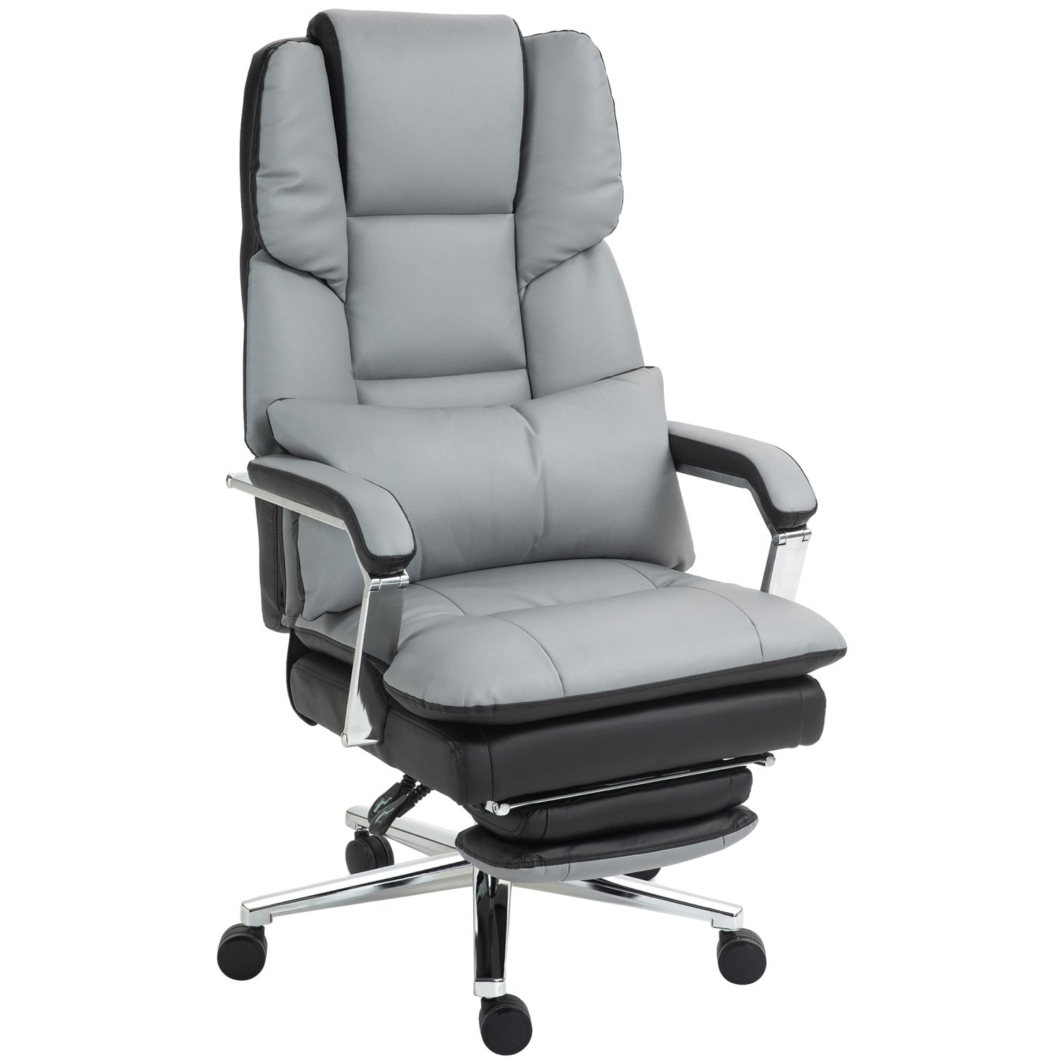 Ergonomisk kontorsstol, gungande, 180 kg belastning, ljusgrått läder