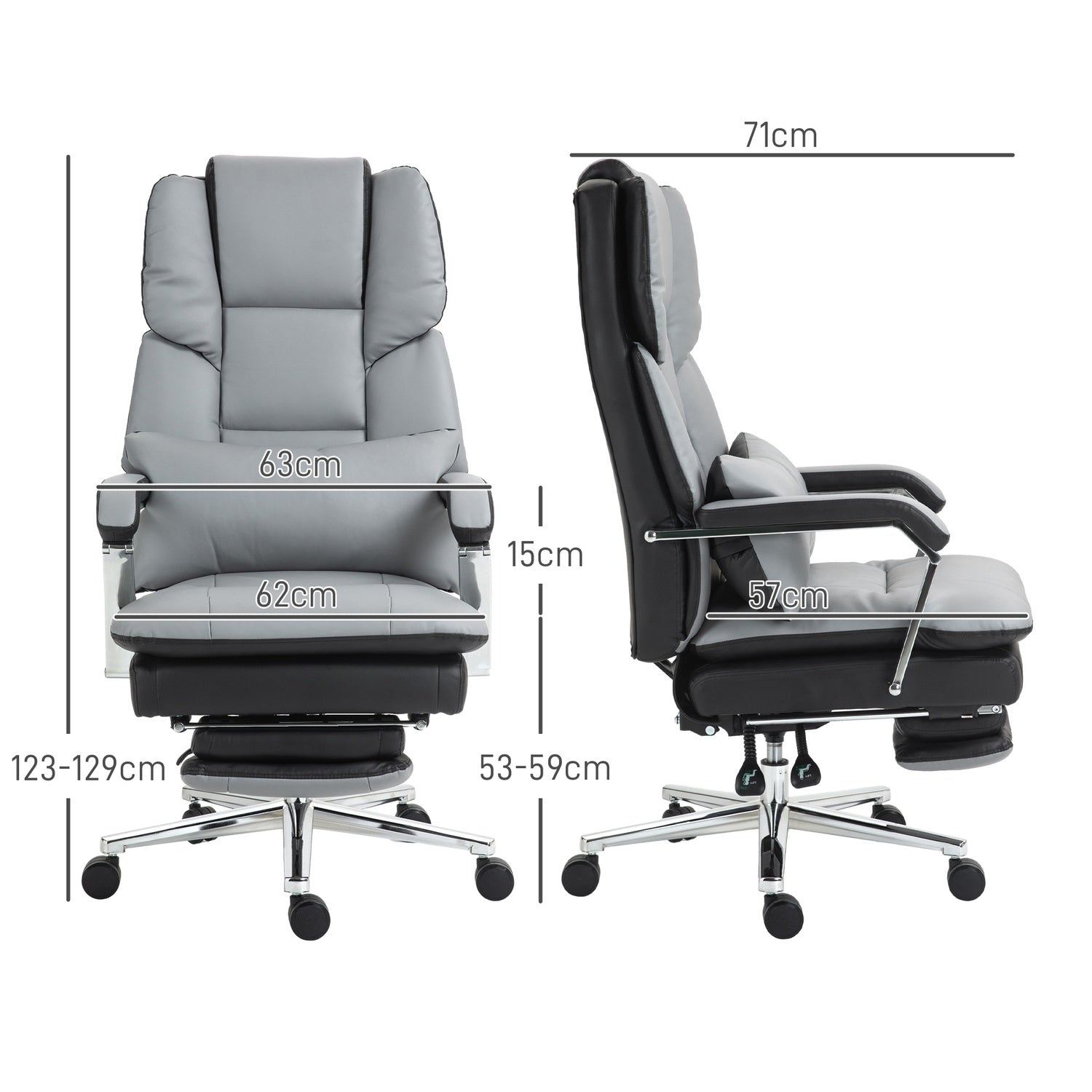 Ergonomisk kontorsstol, gungande, 180 kg belastning, ljusgrått läder