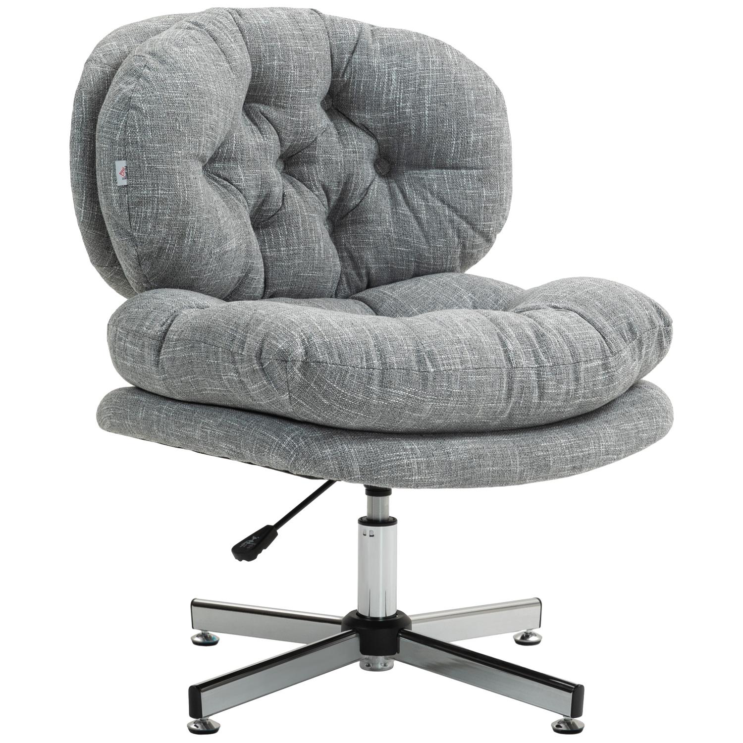 Ergonomisk kontorsstol, höjdjusterbar, grå linne