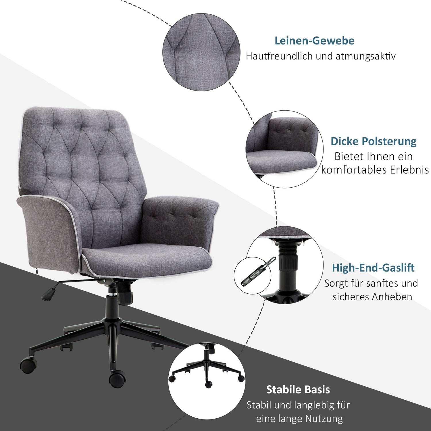 Ergonomisk kontorsstol, höjdjusterbar, vridbar funktion