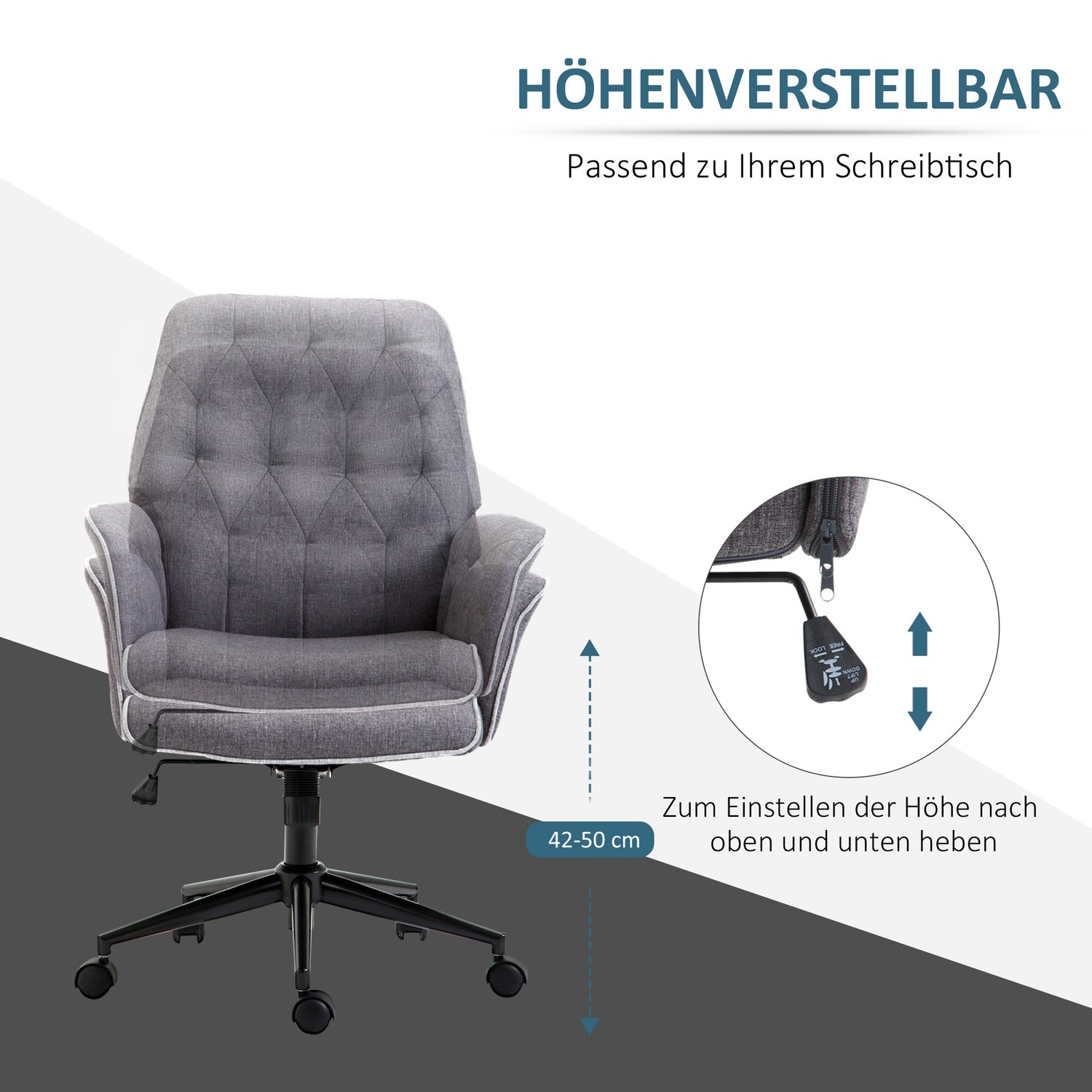 Ergonomisk kontorsstol, höjdjusterbar, vridbar funktion