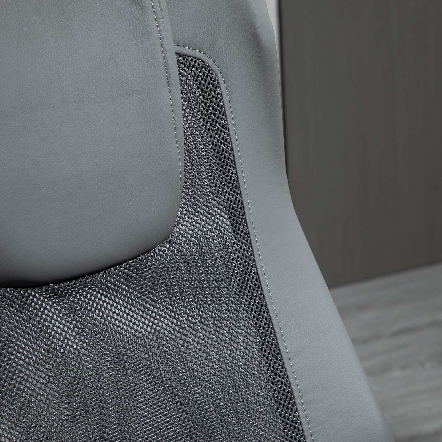Ergonomisk kontorsstol i grått konstläder justerbar