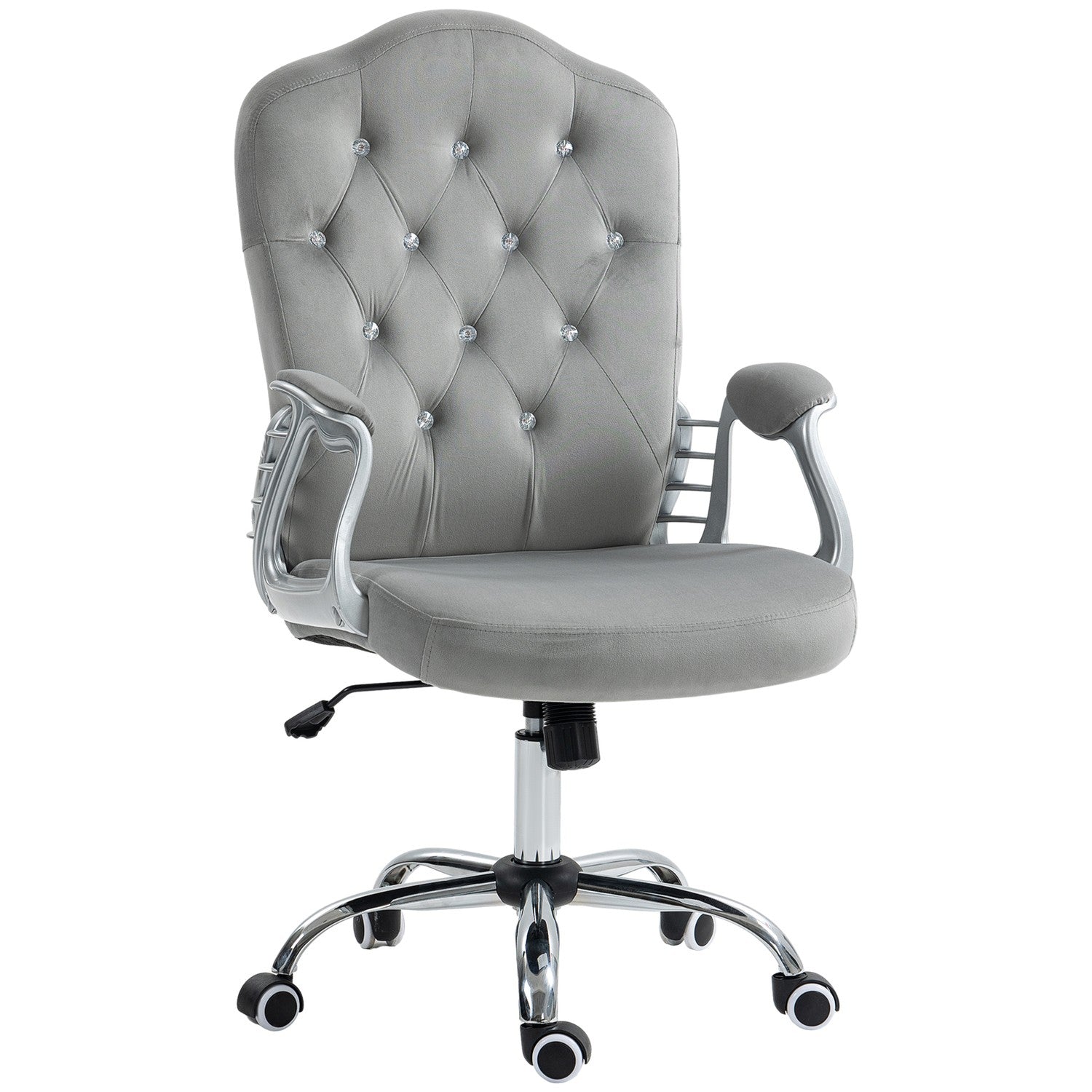 Ergonomická kancelářská židle z umělé kůže, nastavitelná, světle šedá