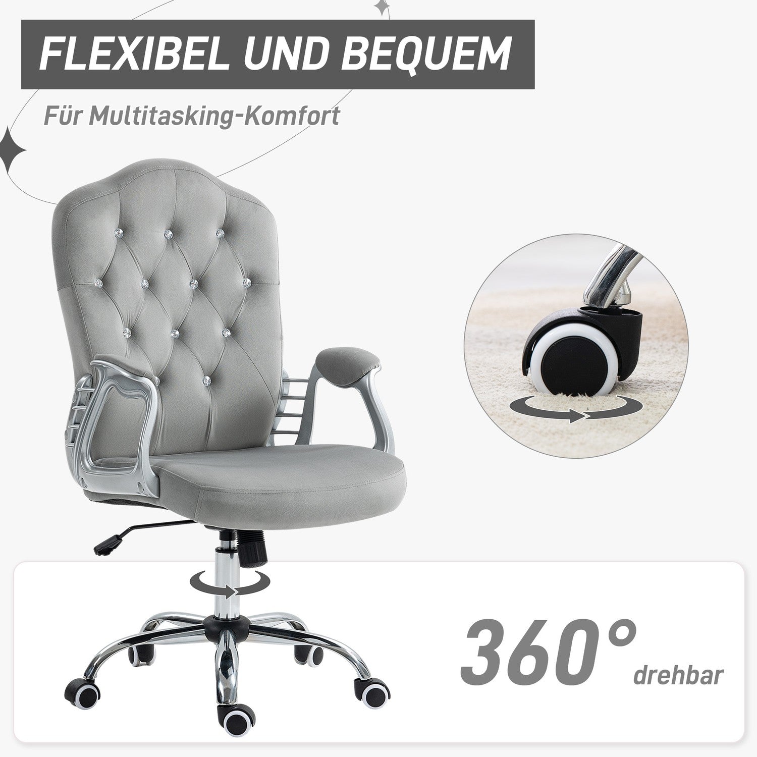 Ergonomická kancelářská židle z umělé kůže, nastavitelná, světle šedá