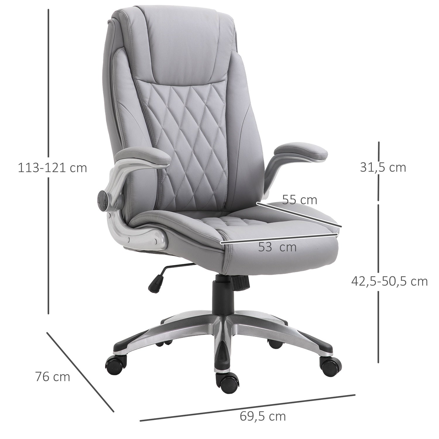 Ergonomisk kontorsstol i konstläder – justerbar, vridbar, med nackstöd