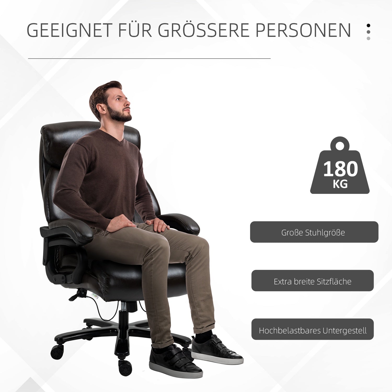 Ergonomisk kontorsstol, justerbar, 180 kg kapacitet