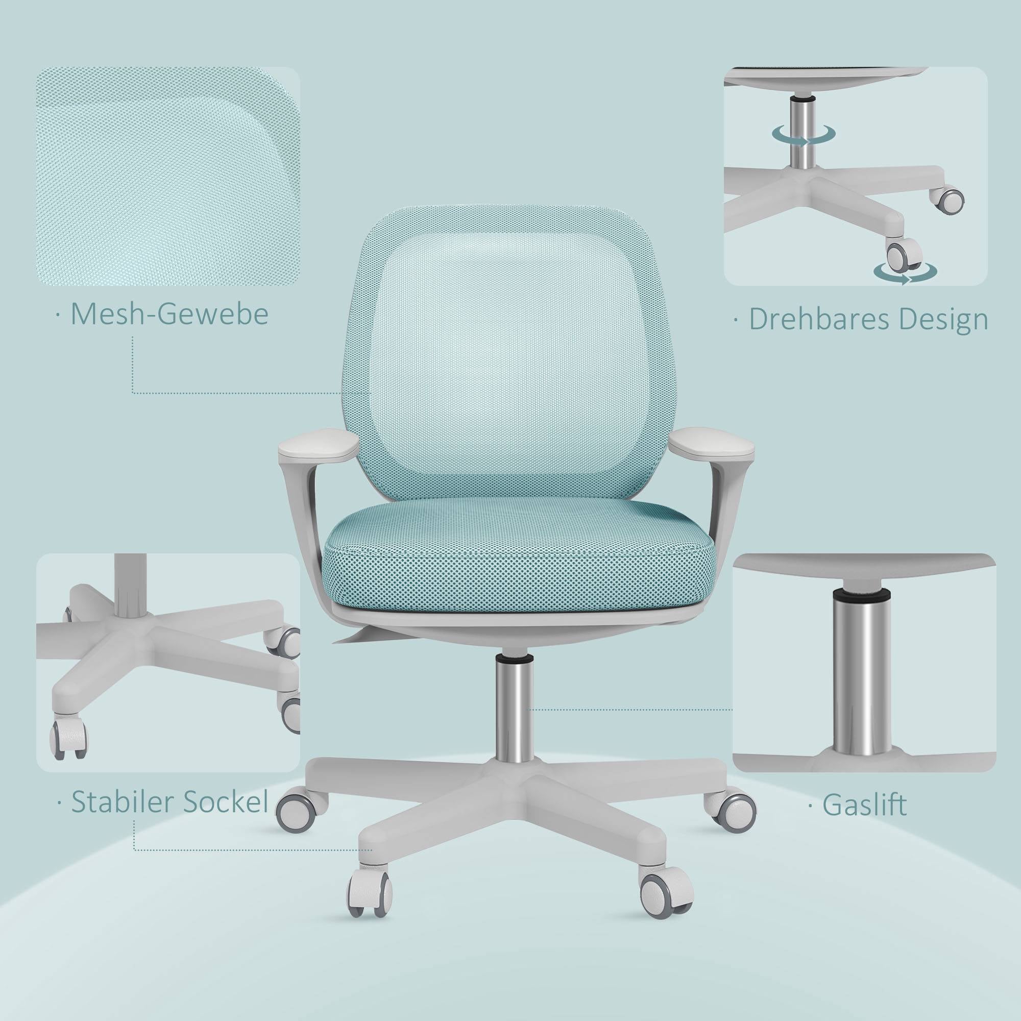 Ergonomisk kontorsstol, justerbar höjd, grön, 360 graders vridbar