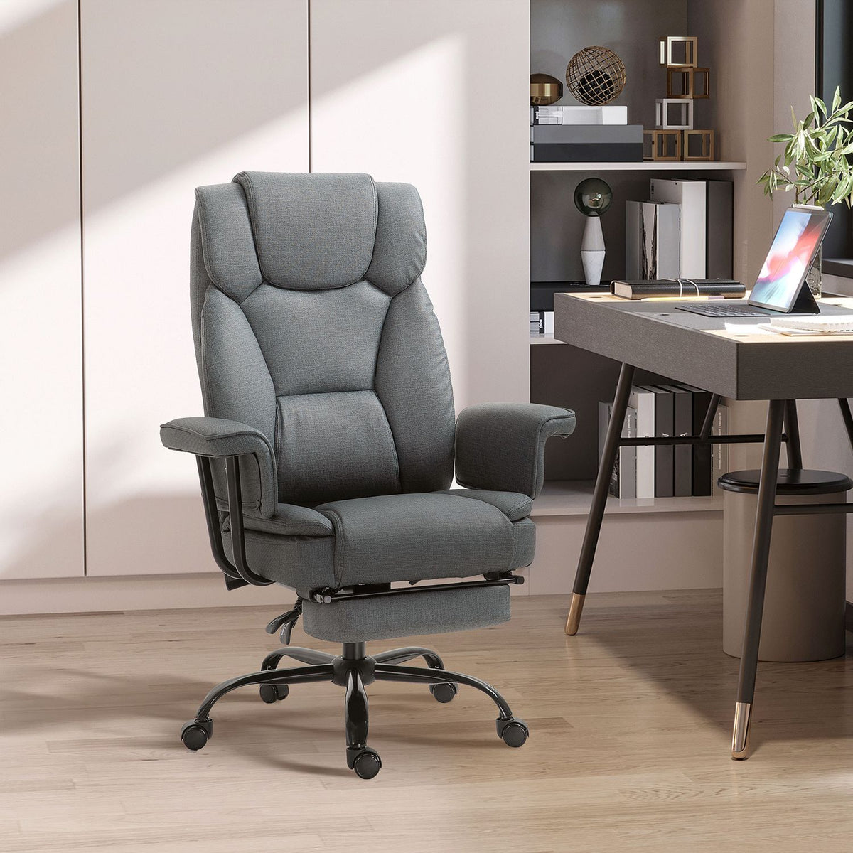 Ergonomická kancelářská židle, nastavitelná, s opěrkou hlavy a podnožkou