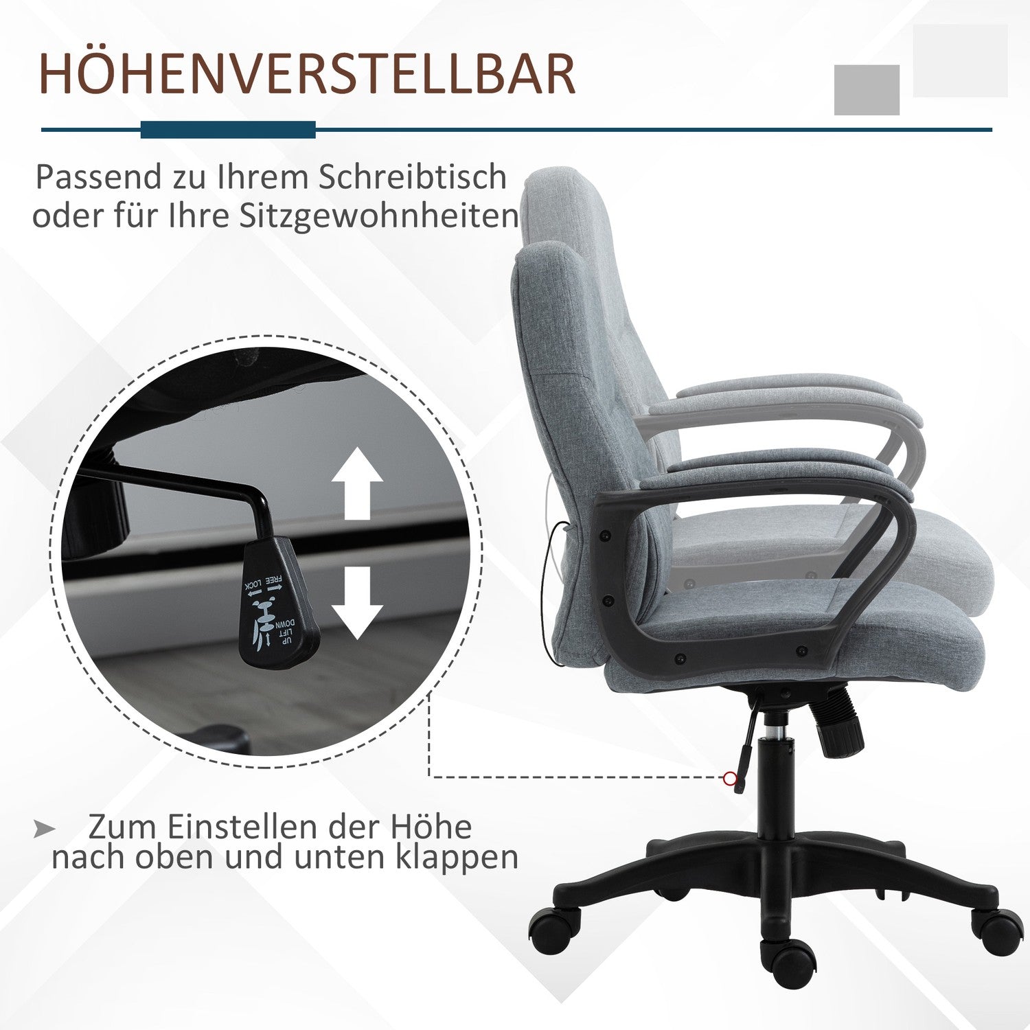 Ergonomisk kontorsstol med USB-massagefunktion