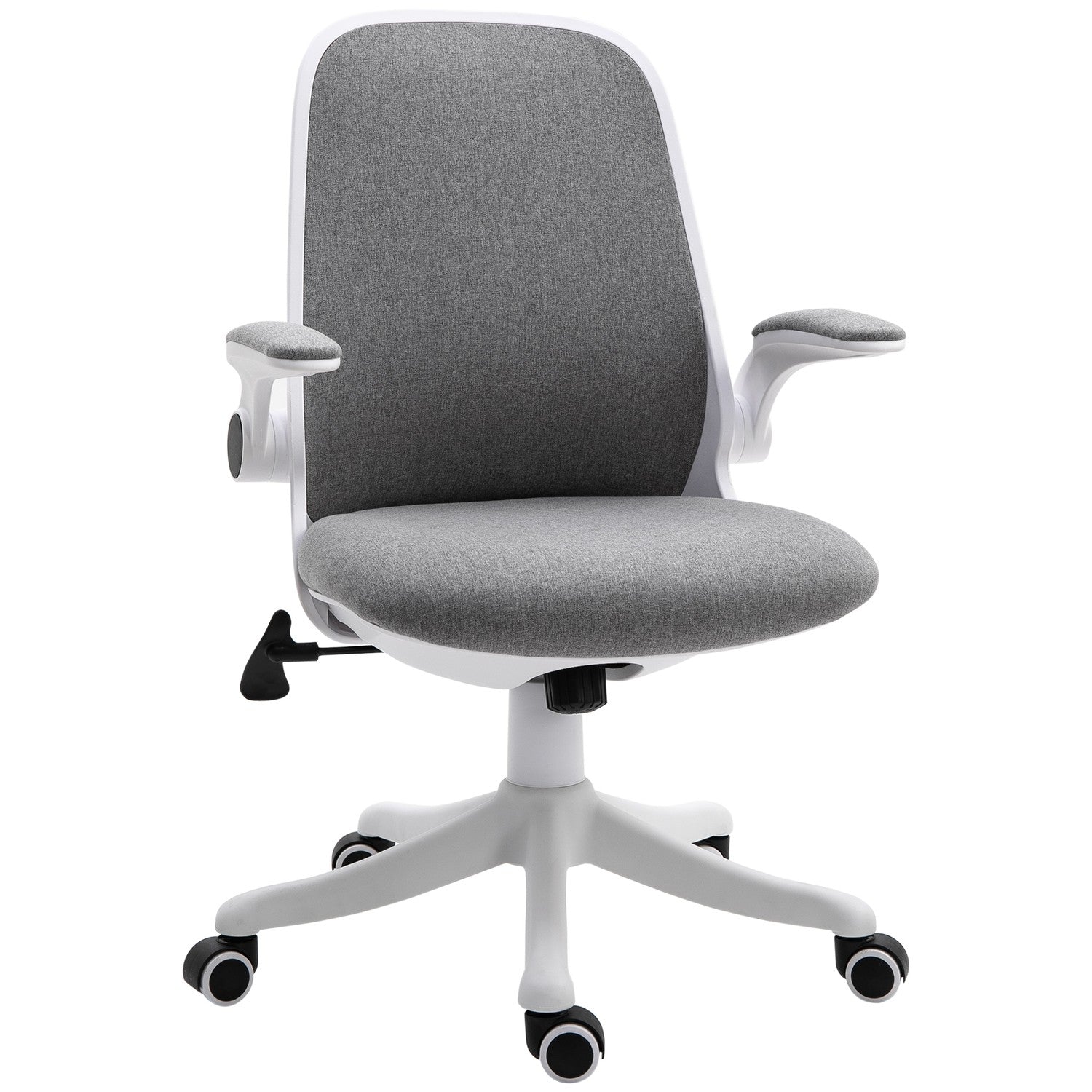 Ergonomisk kontorsstol med justerbart armstöd, grå-vit