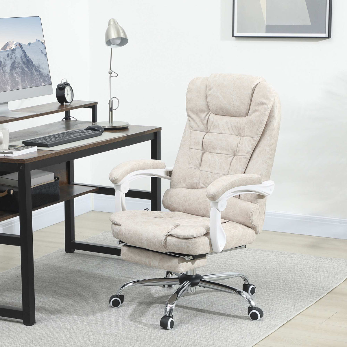 Ergonomická kancelářská židle s masáží, funkcí naklápění a podnožkou