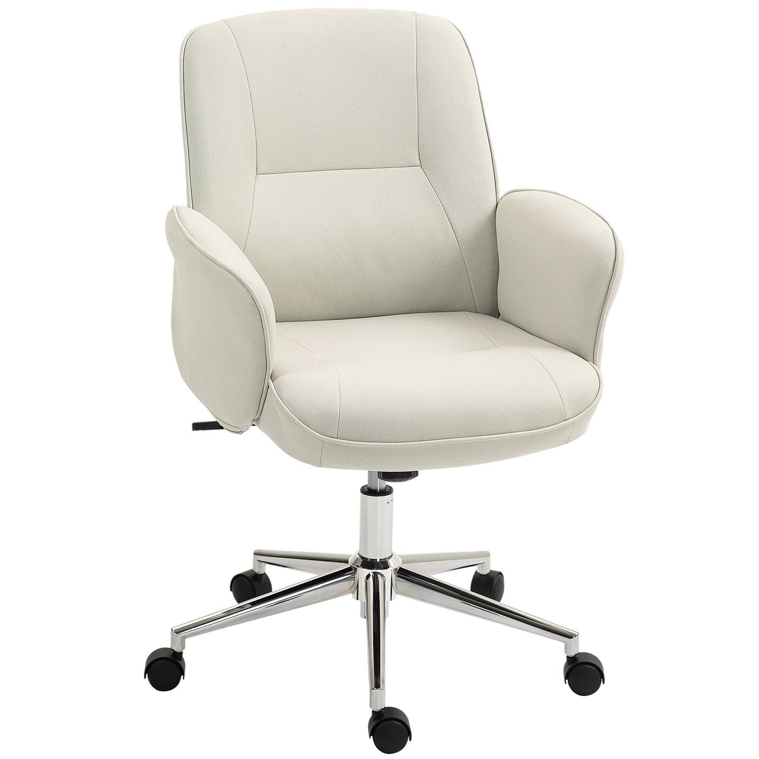 Ergonomisk kontorsstol, mikrofiber, krämvit, justerbar i höjdled