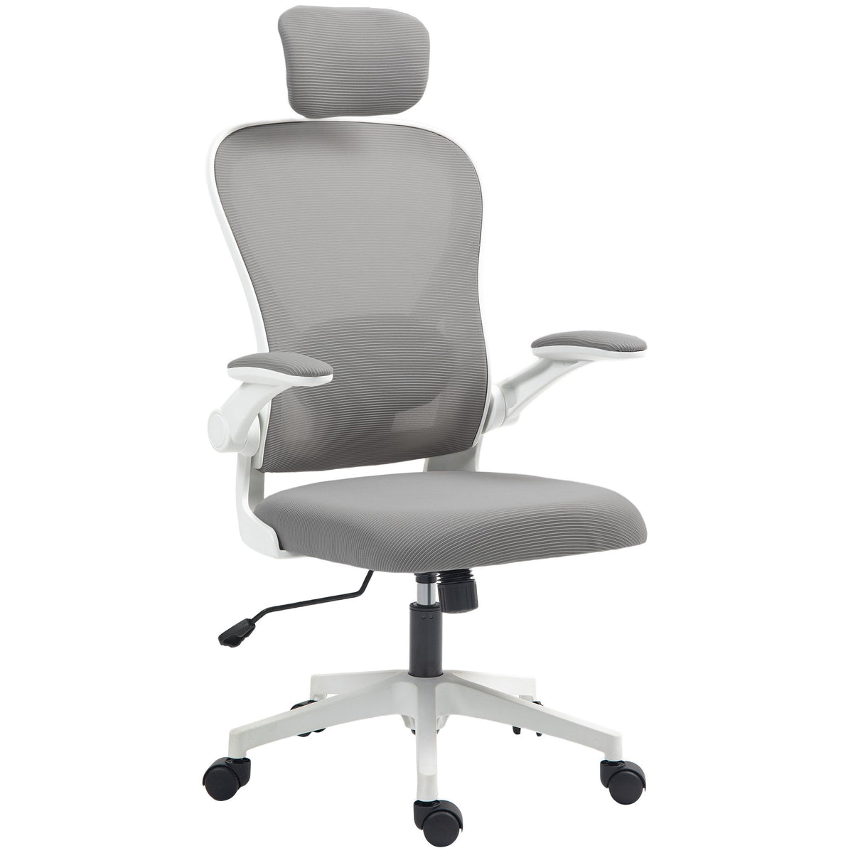 Ergonomická kancelářská židle, síťovaná, s vyklápěcími područkami, šedá