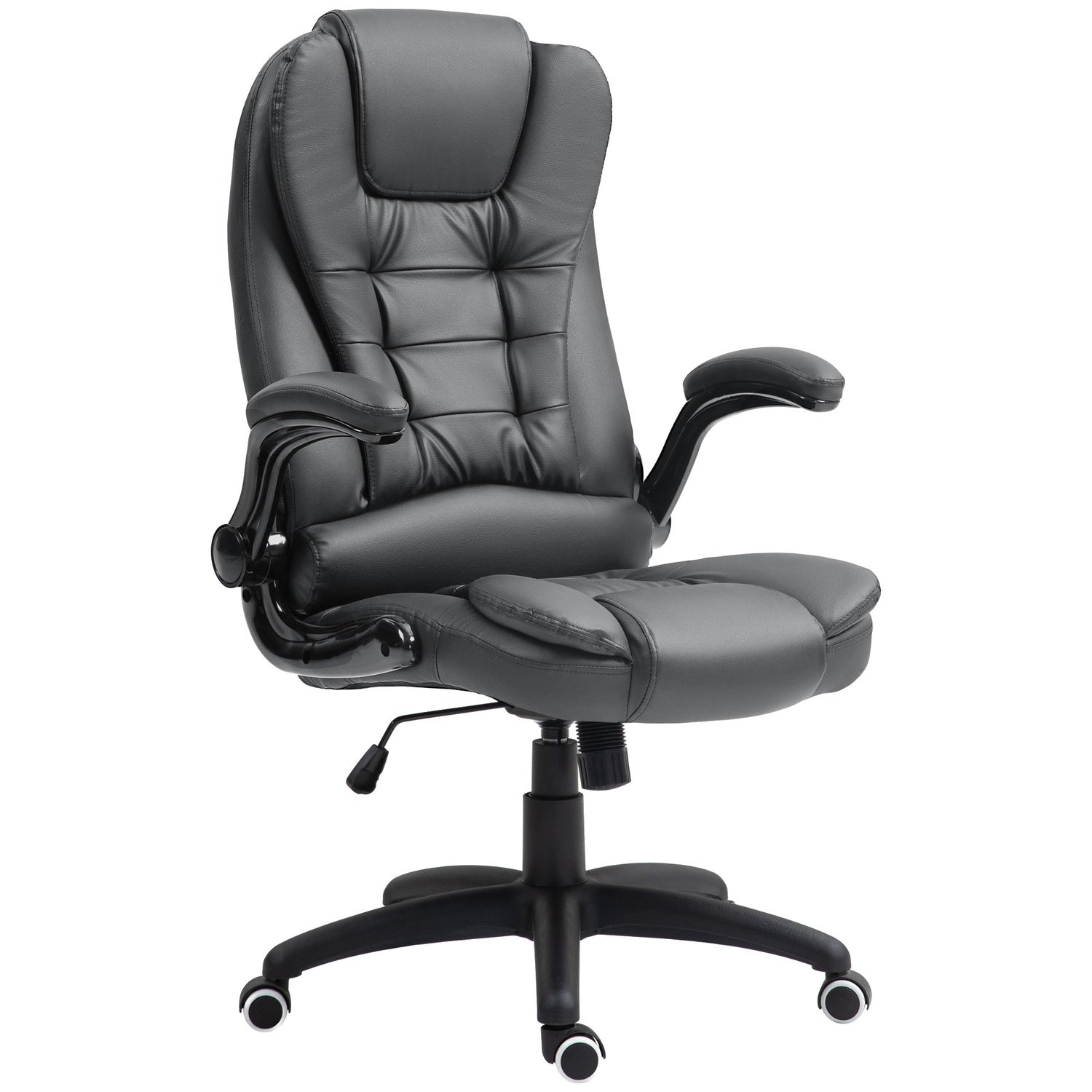 Ergonomické kancelářské křeslo s otočnými a sklopnými područkami, tmavě šedé