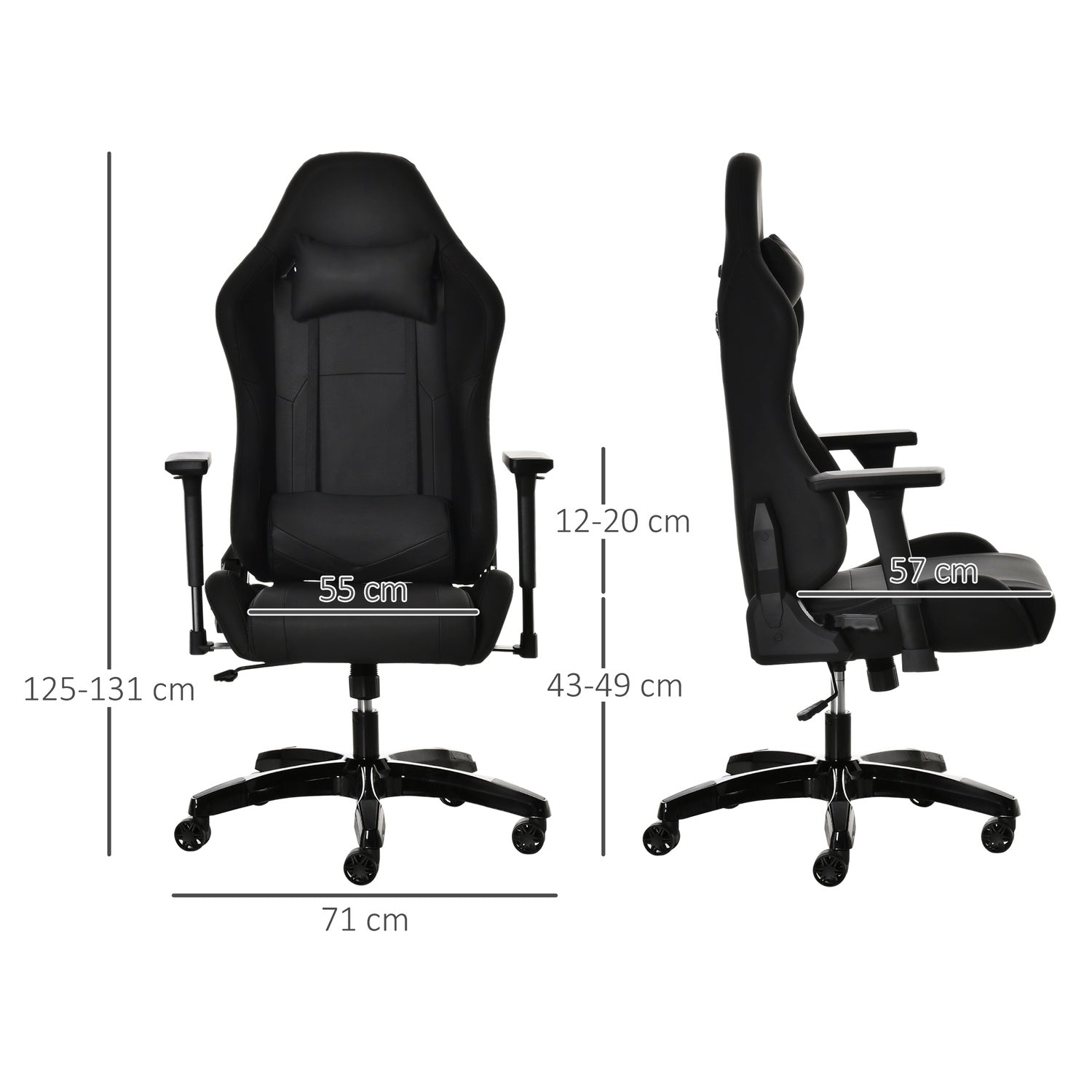 Ergonomisk lutande spelstol, konstläder, justerbar höjd