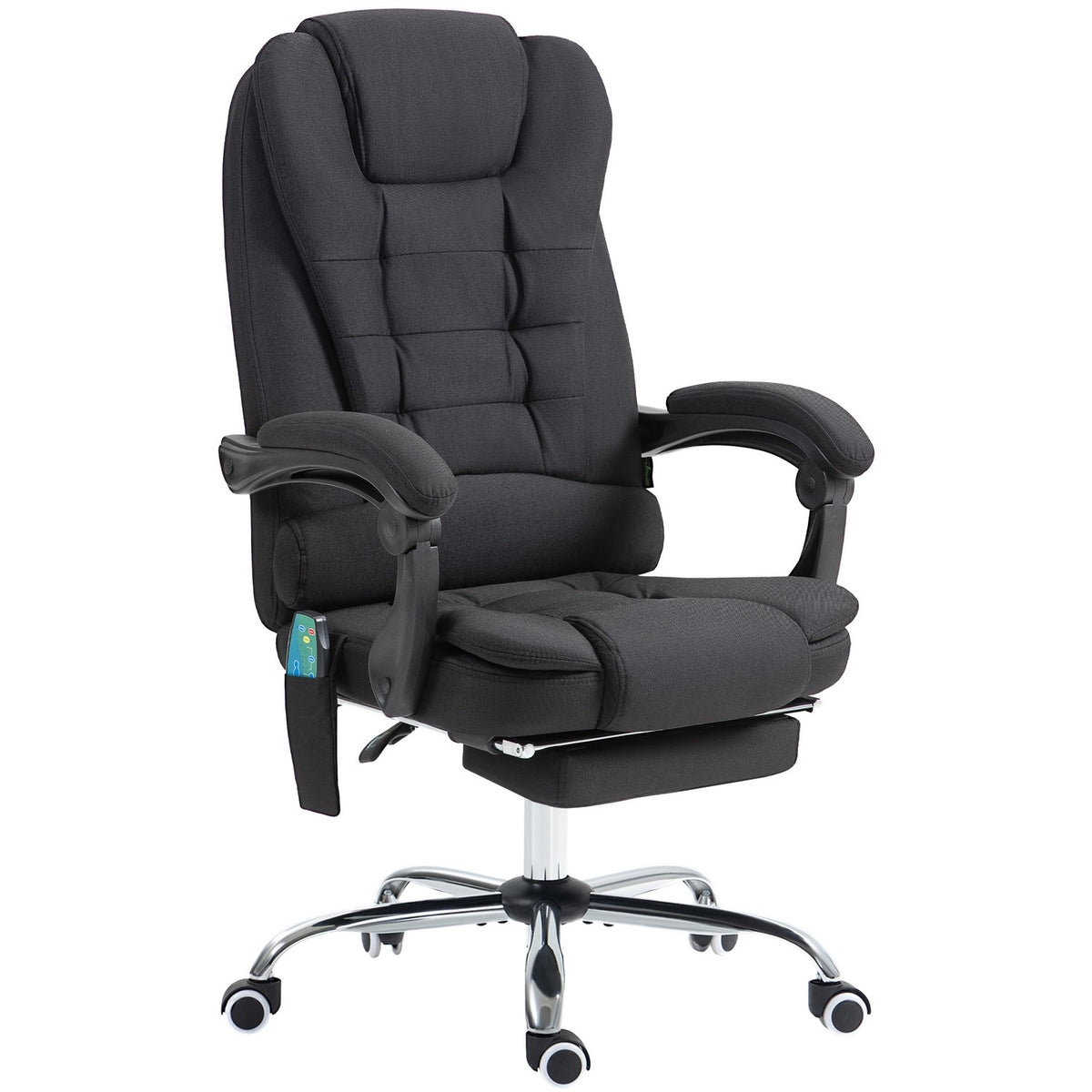Ergonomická masážní kancelářská židle s polohováním a podnožkou, černá