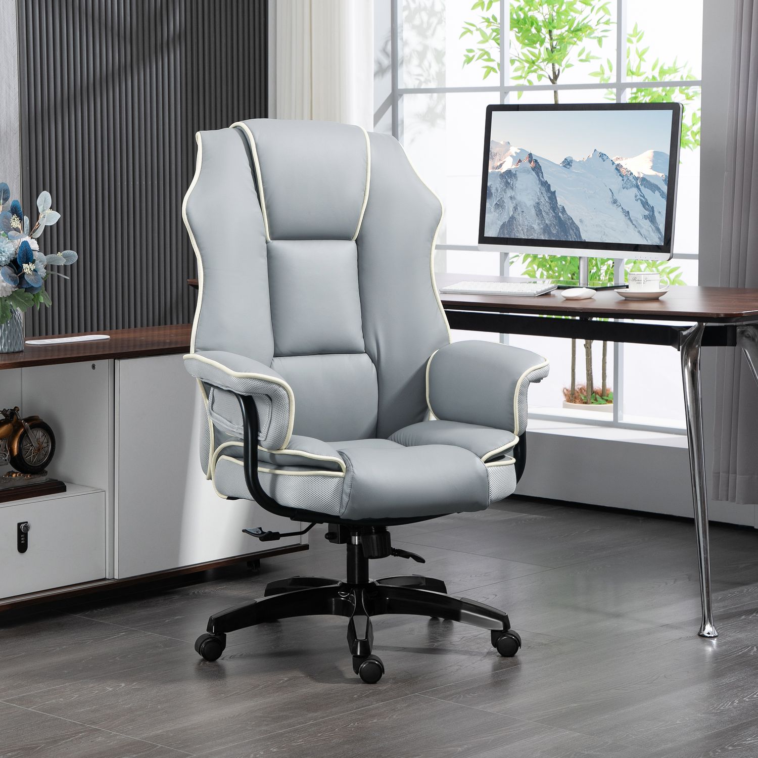 Ergonomická kancelářská židle, skládací a výškově nastavitelná, šedá