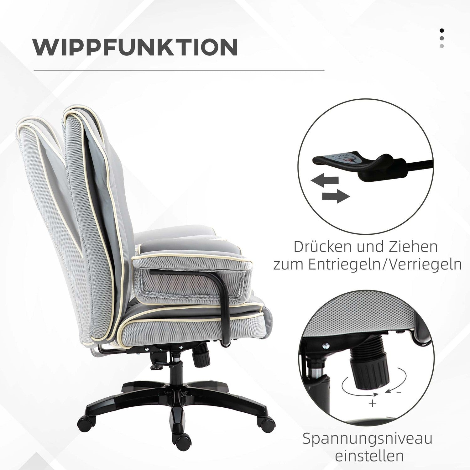 Ergonomická kancelářská židle, skládací a výškově nastavitelná, šedá