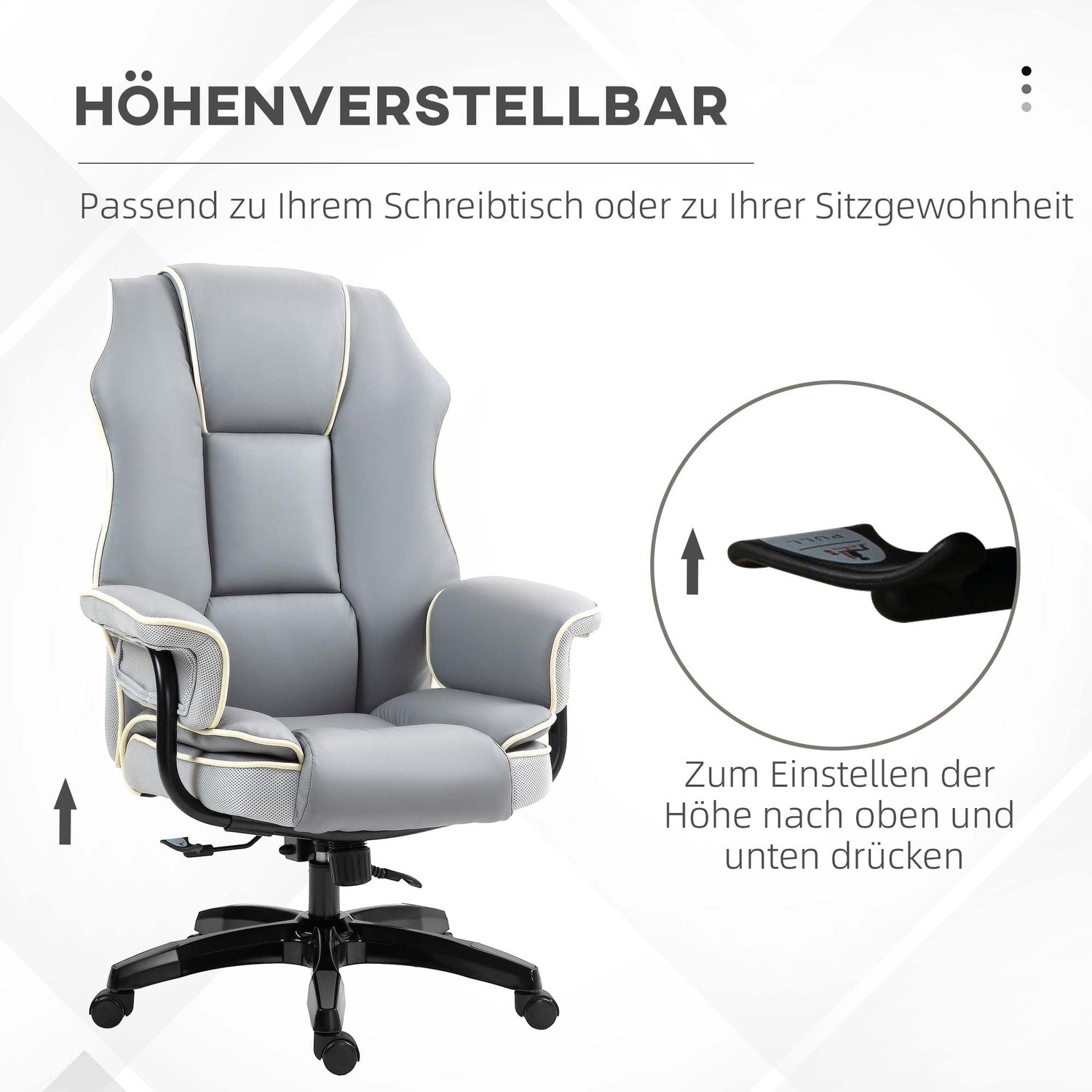 Ergonomická kancelářská židle, skládací a výškově nastavitelná, šedá