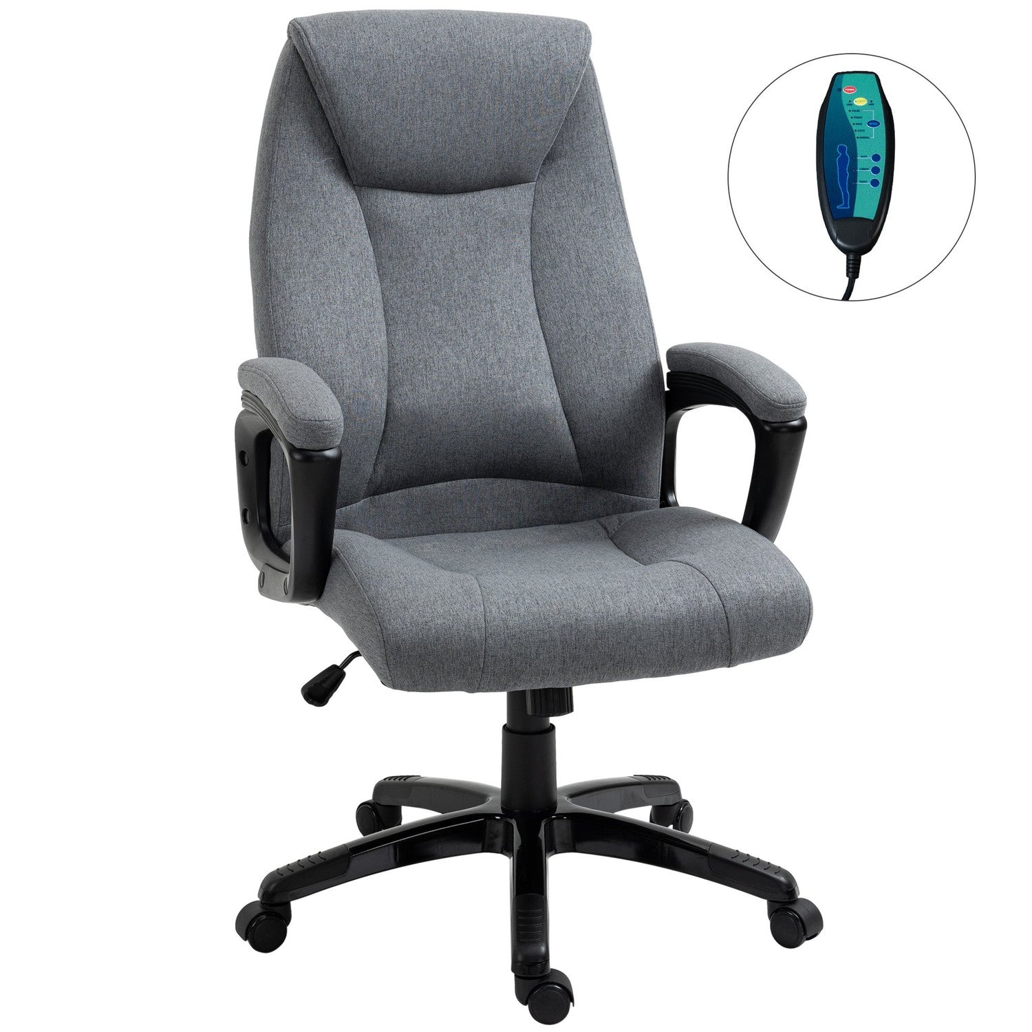 Ergonomisk spelkontorsstol, justerbar höjd, massage, grå