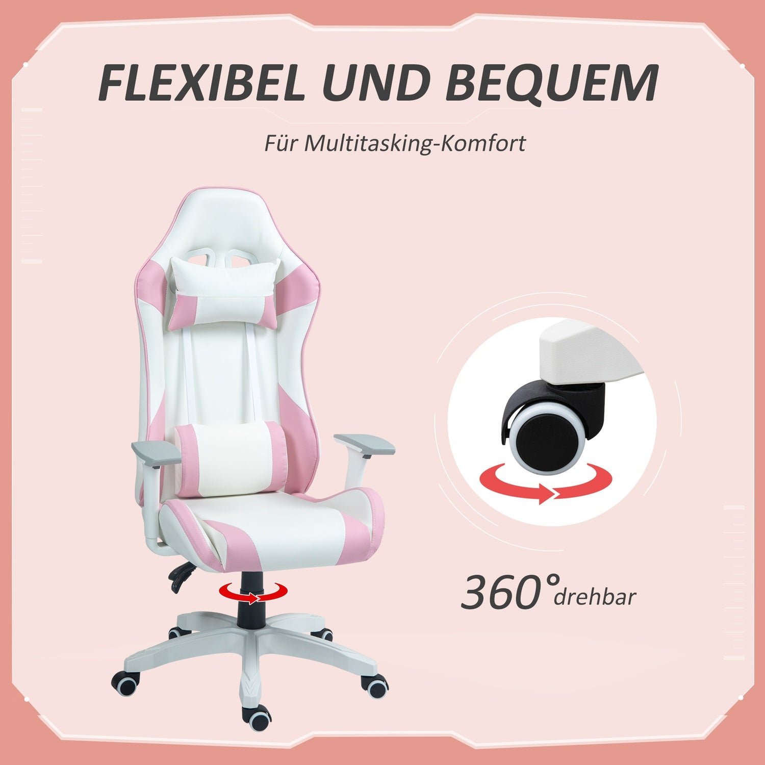 Ergonomisk spelkontorsstol, vilstol med svankstöd