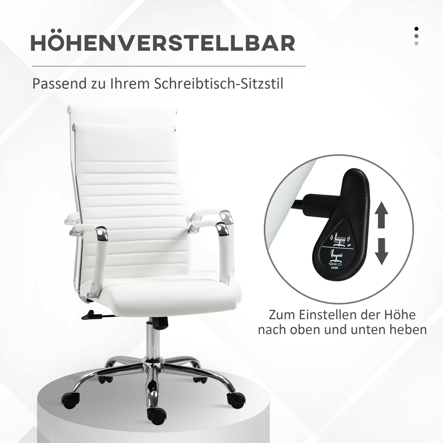 Ergonomisk vit kontorsstol, 360° vridbar, 120 kg Kapacitet