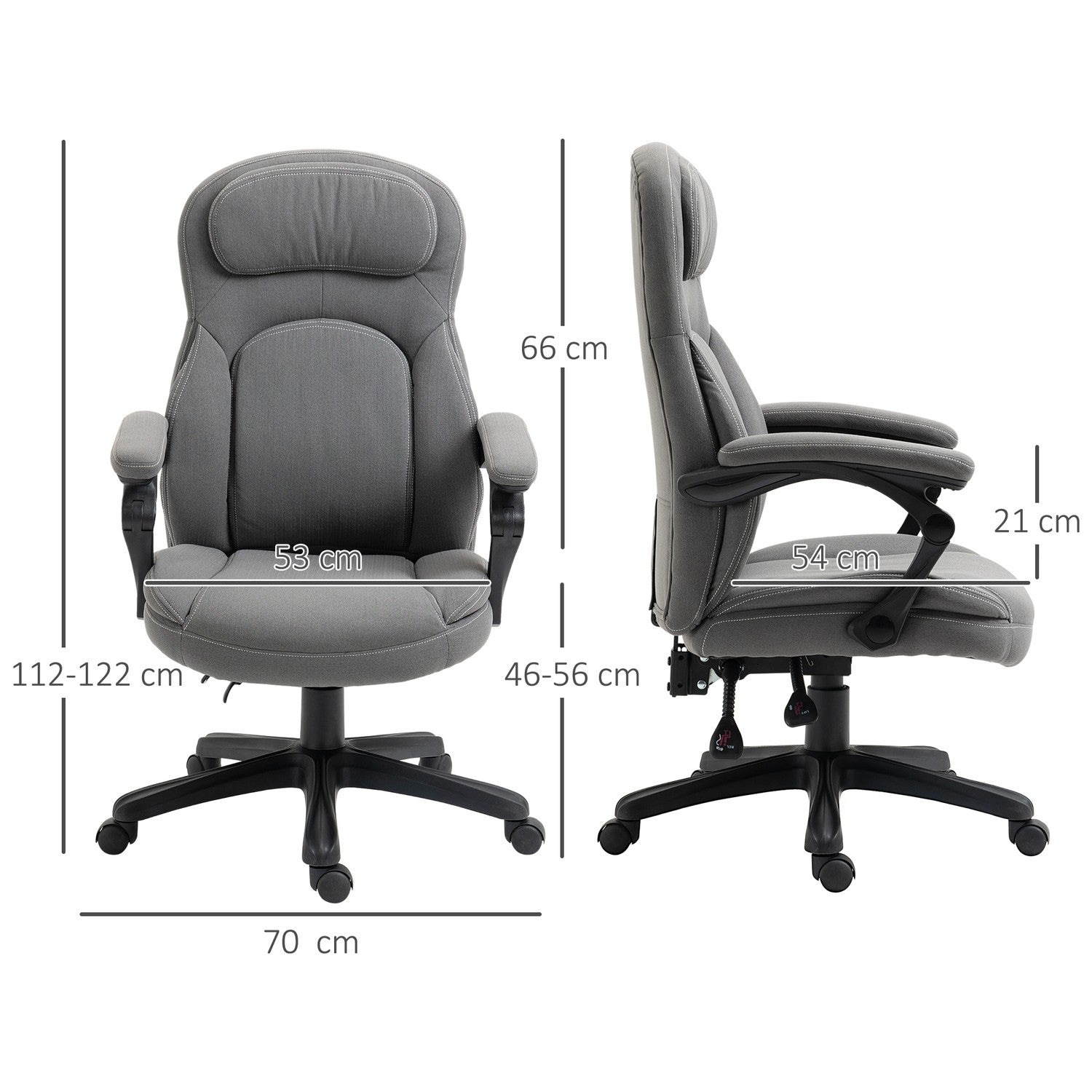 Ergonomisk vridbar kontorsstol, höjdjusterbar, linnelook