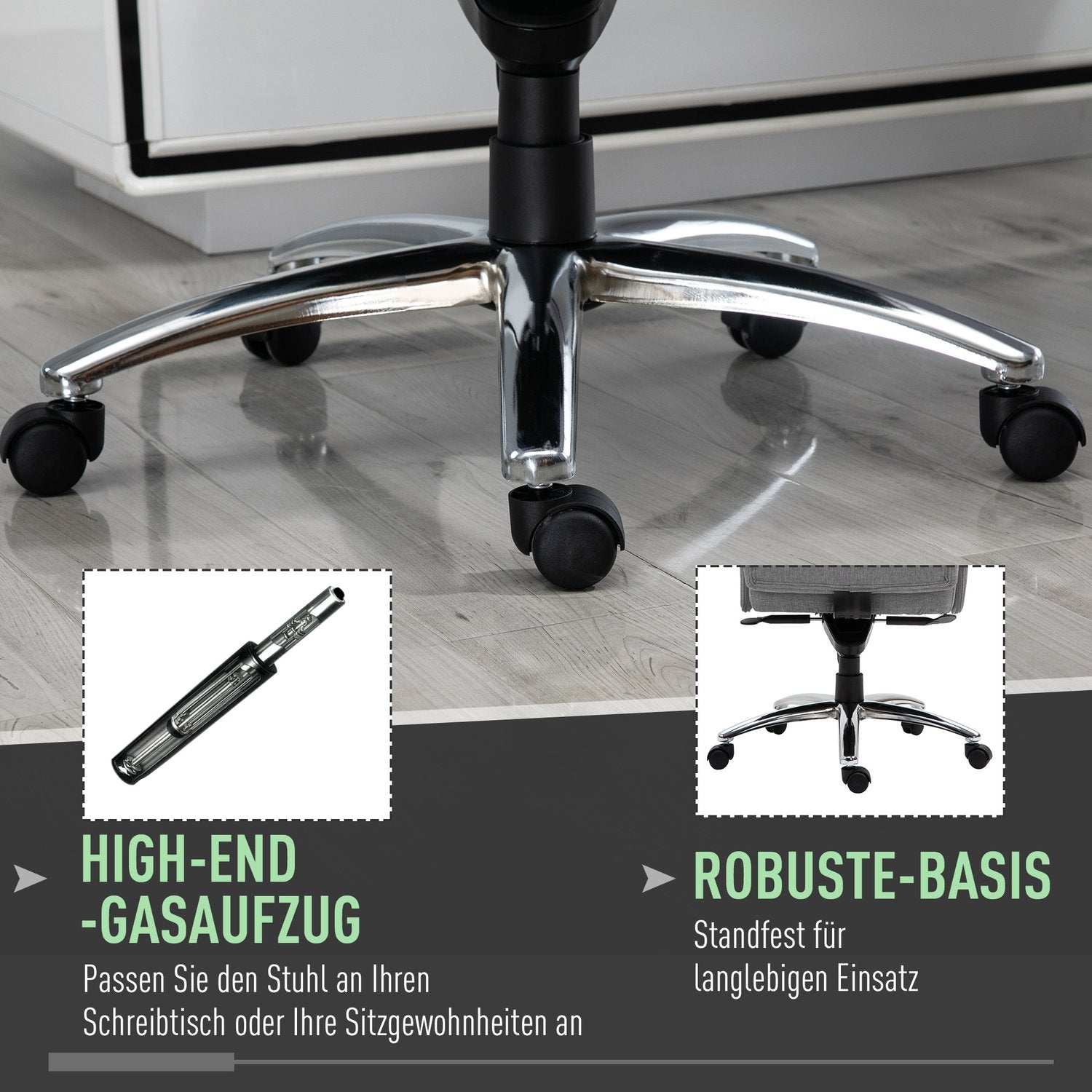 Ergonomisk vridbar kontorsstol, justerbara armstöd, ljusgrå