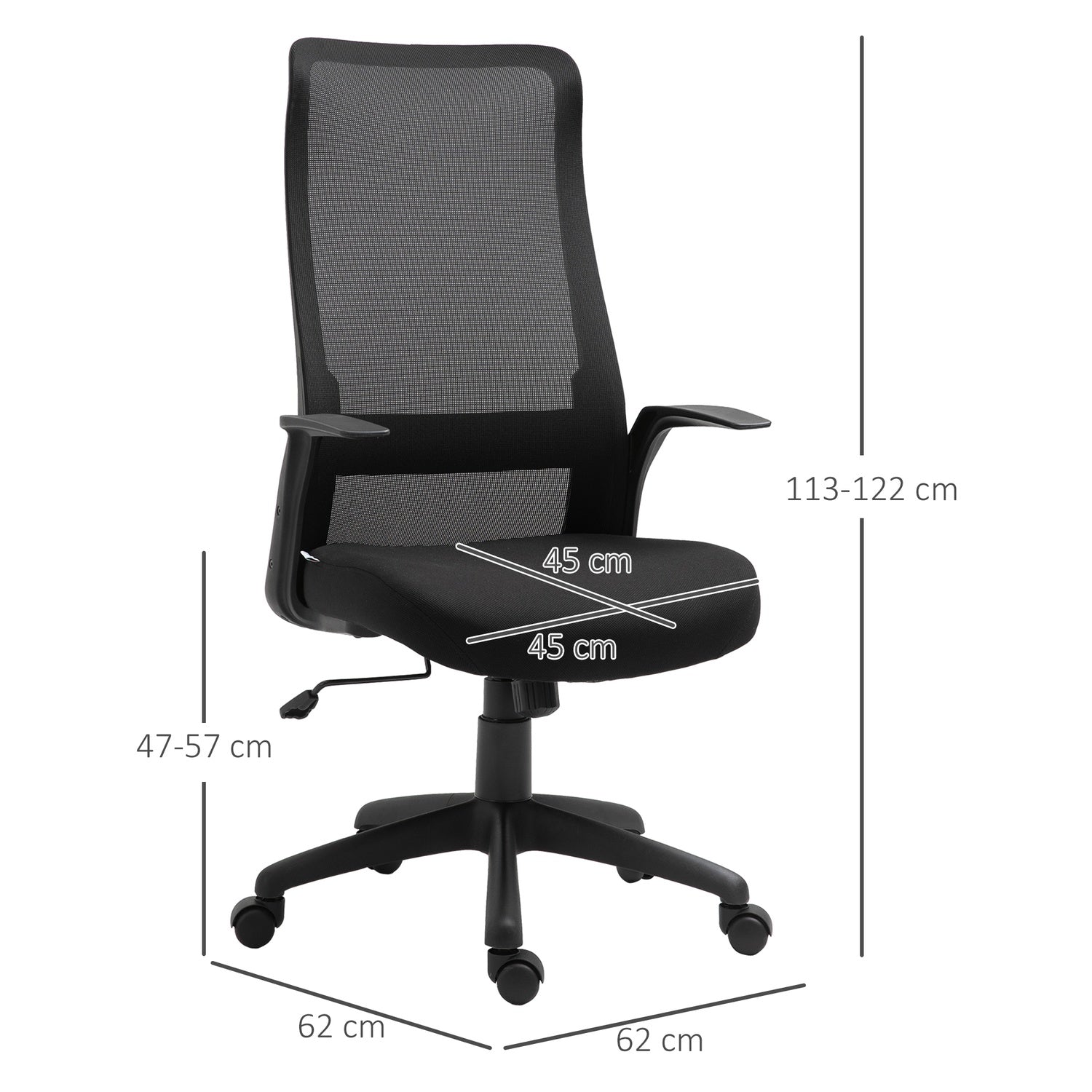 Ergonomisk vridbar kontorsstol, justerbar höjd, svart