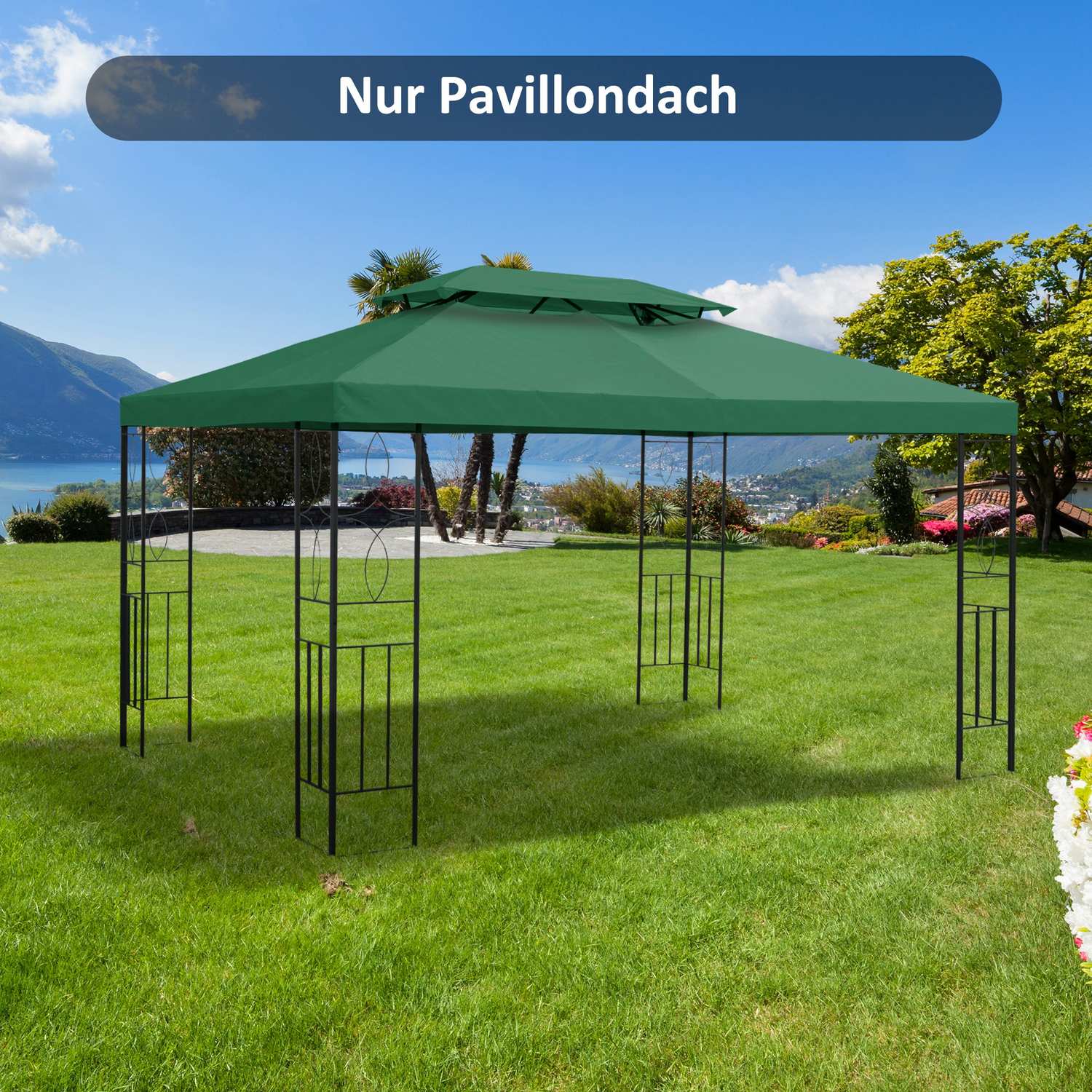Ersättningsgazebo tak, 3x4M polyester, grön