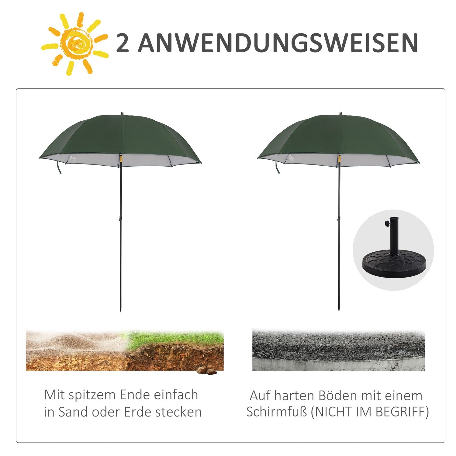Fiskeparaplytält, 2,2M, sidovägg, UV-solskydd