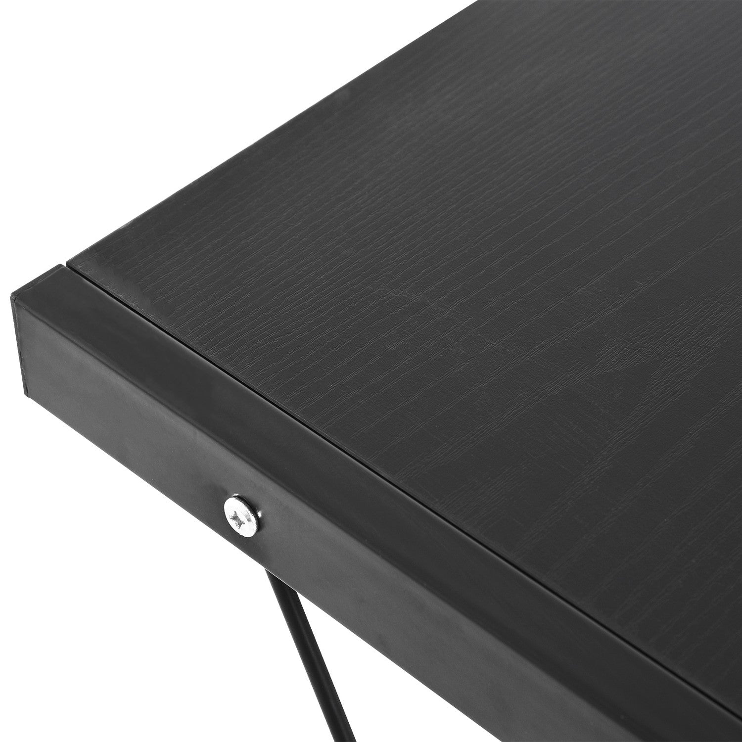 Flexibelt datorbord – svart MDF & stål, 210x50x73,5 cm