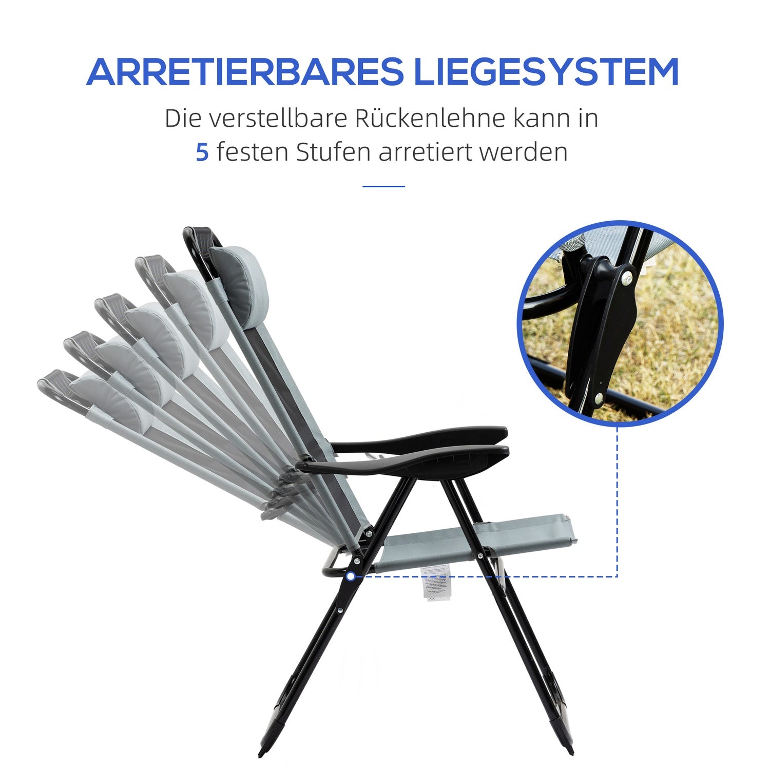 Skládací zahradní židle s nastavitelným opěradlem, nosnost 120 kg