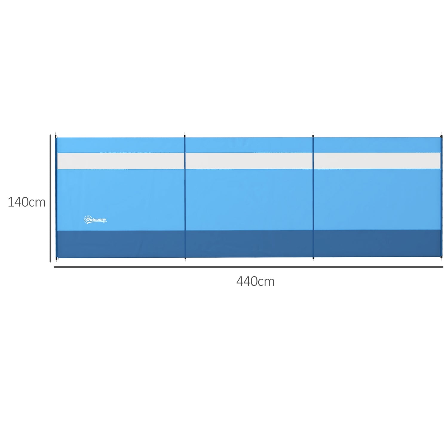 Skládací větrná zástěna s průhledným oknem, 440x140cm, modrá