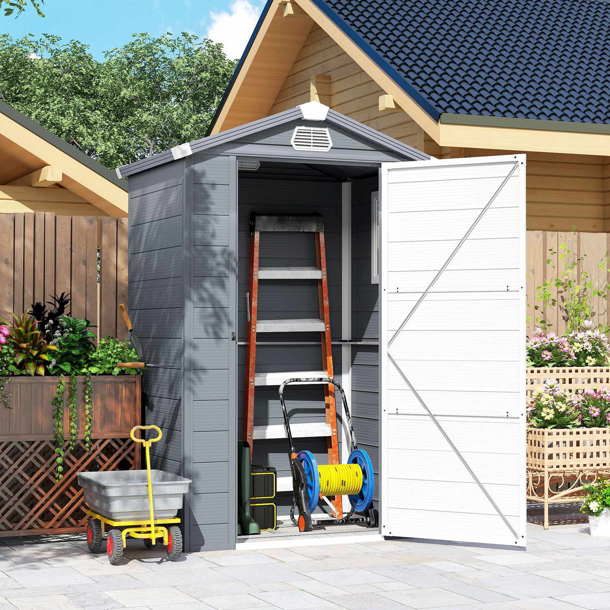 Venkovní úložný domek, 1,1 m², polypropylenový, uzamykatelné dveře