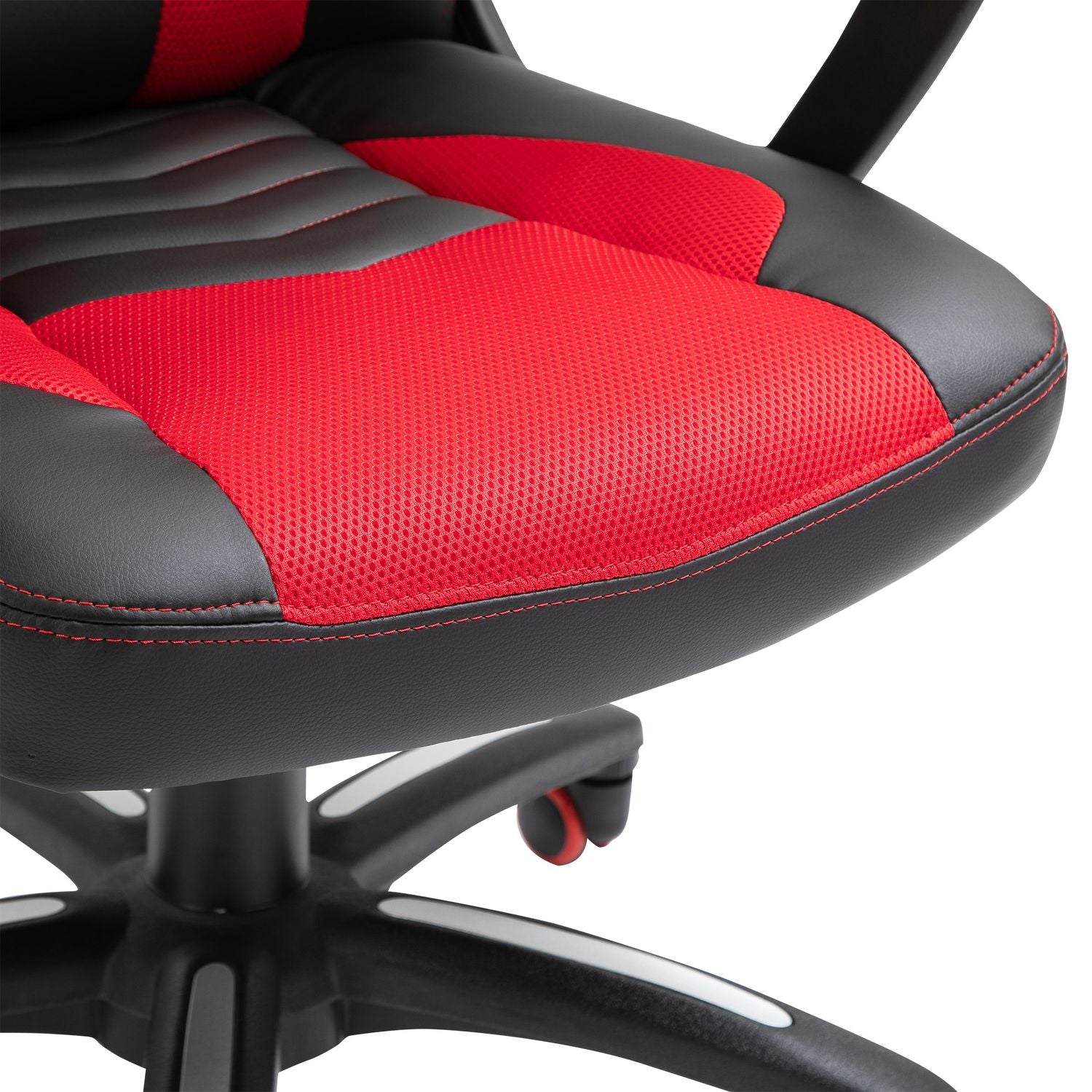 Gamingstol med värme och massage, röd PU, justerbar