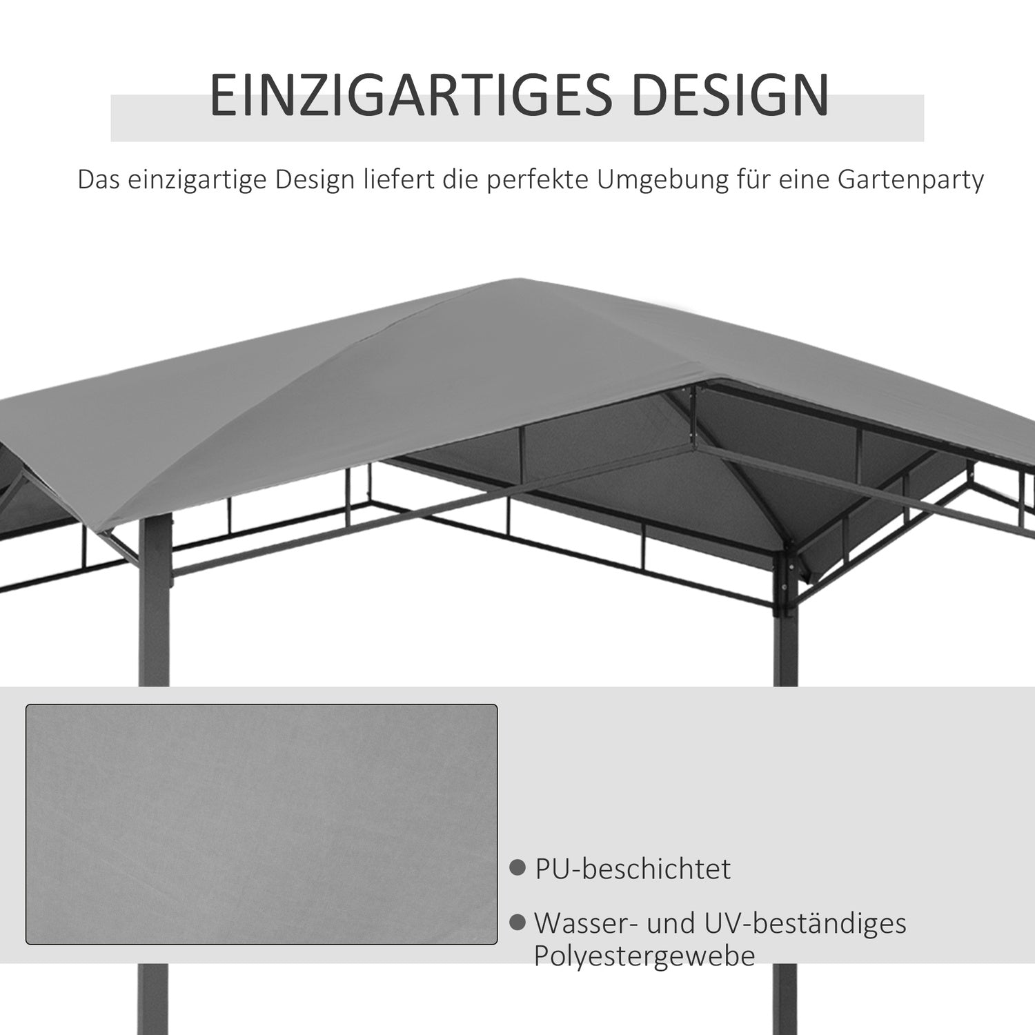 Garden Gazebo 3x3M, Solskydd, Metall/Polyester
