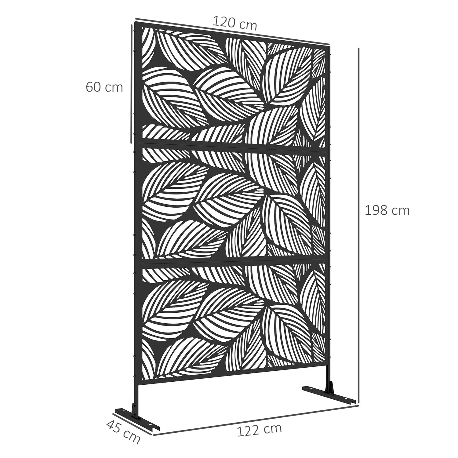 Garden Leaf Pattern Steel Privacy Screen, 122x198cm