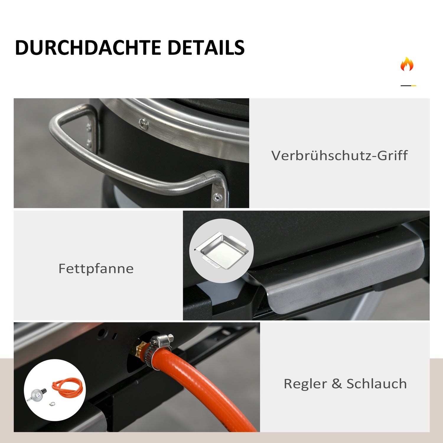 Plynový gril BBQ Cart, skládací, se 2 hořáky, z nerezové oceli